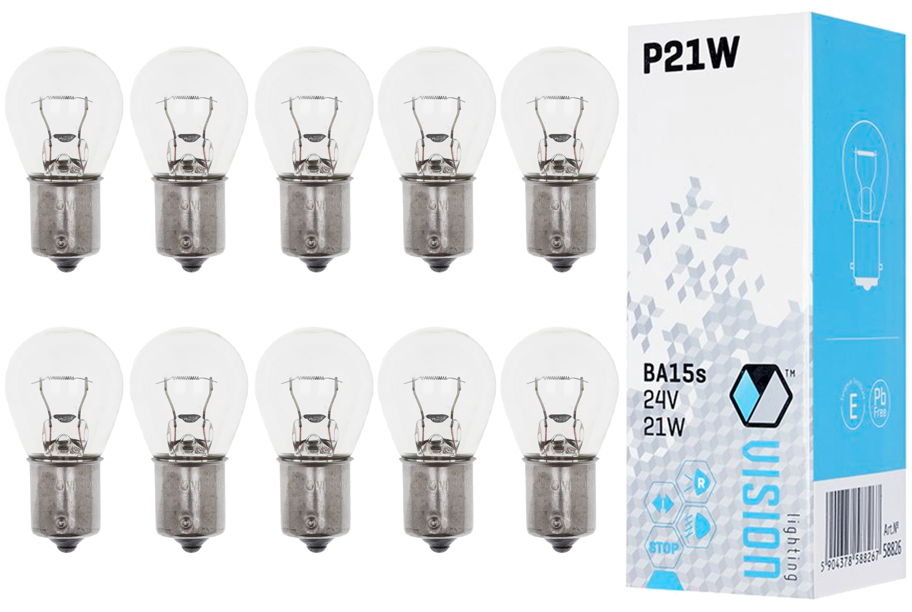 Żarówka P21W 24V 21W BA15s E4 Vision Ciężarówka Tir 10szt