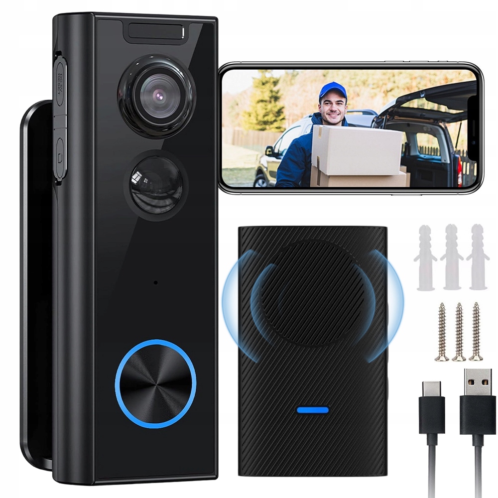 Bezdrátový Zvonek S 4MP 2K Kamerou Do Dveří Brány Smart, Dálkový Náhled