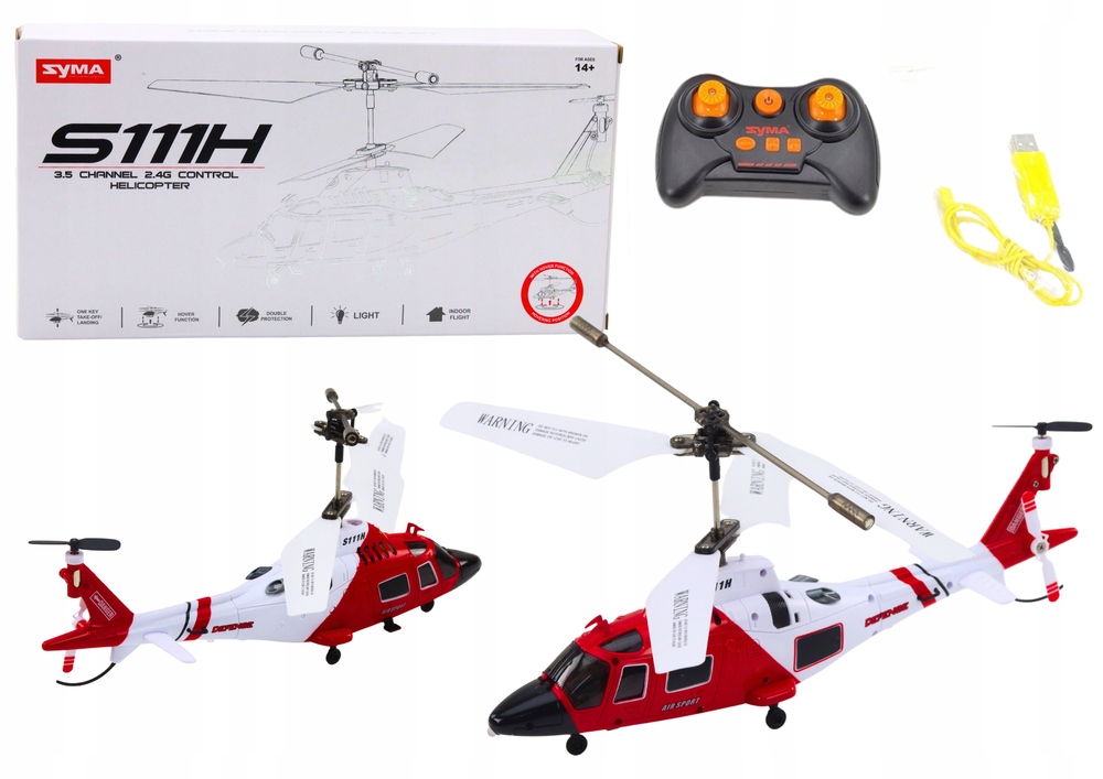 Helikopter Zdalnie Sterowany Rc Żyroskop Syma S111H Czerwony