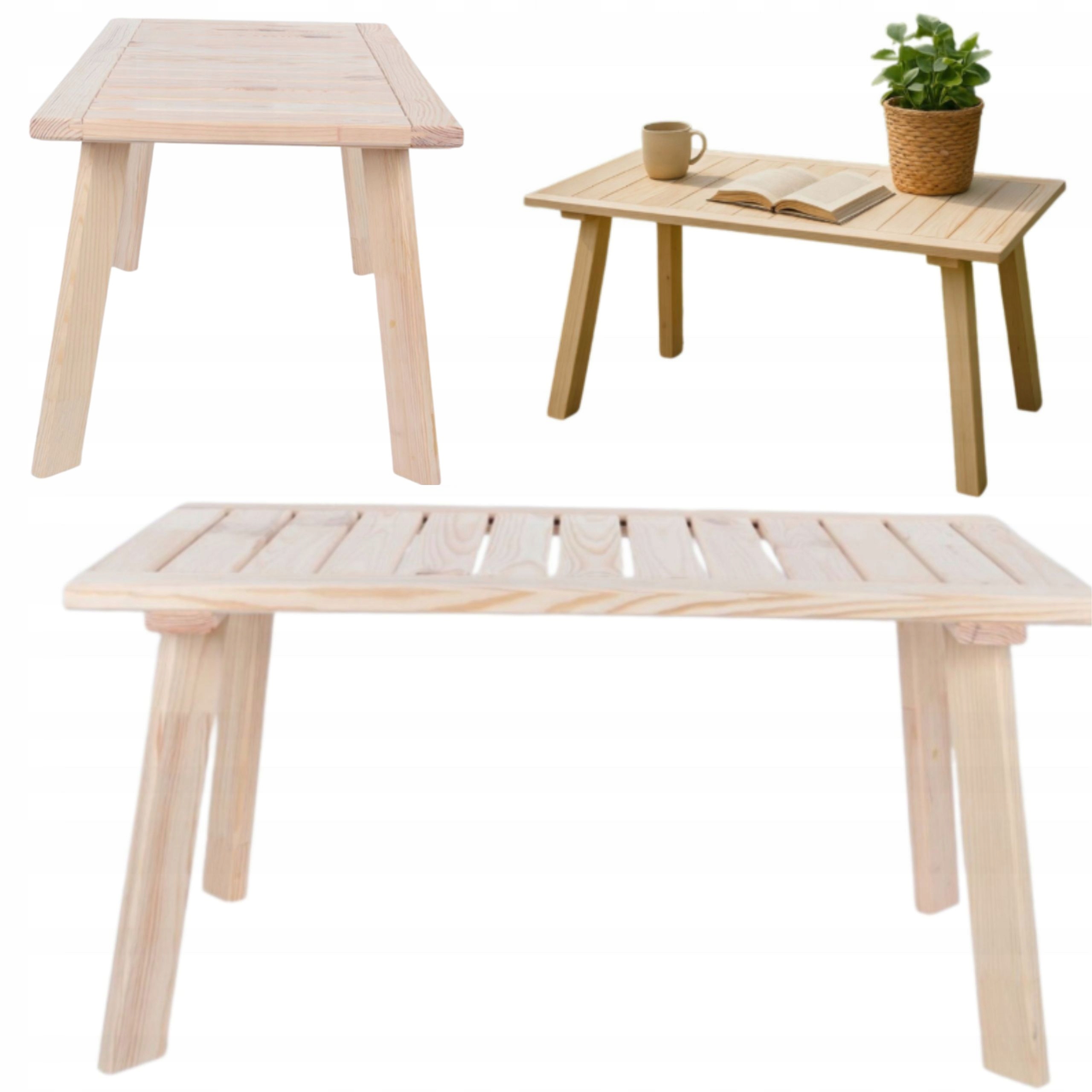 Stolik Kawowy do Ogrodu Taras Stół Drewniany Nieimpregnowany 90x49x45 cm