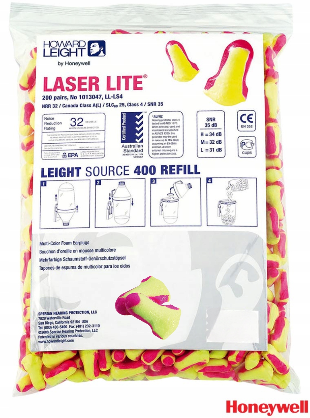 ZATYCZKI PRZECIWHAŁASOWE do USZU STOPERY Honeywell 50 PAR LASER LITE Kod producenta 2345