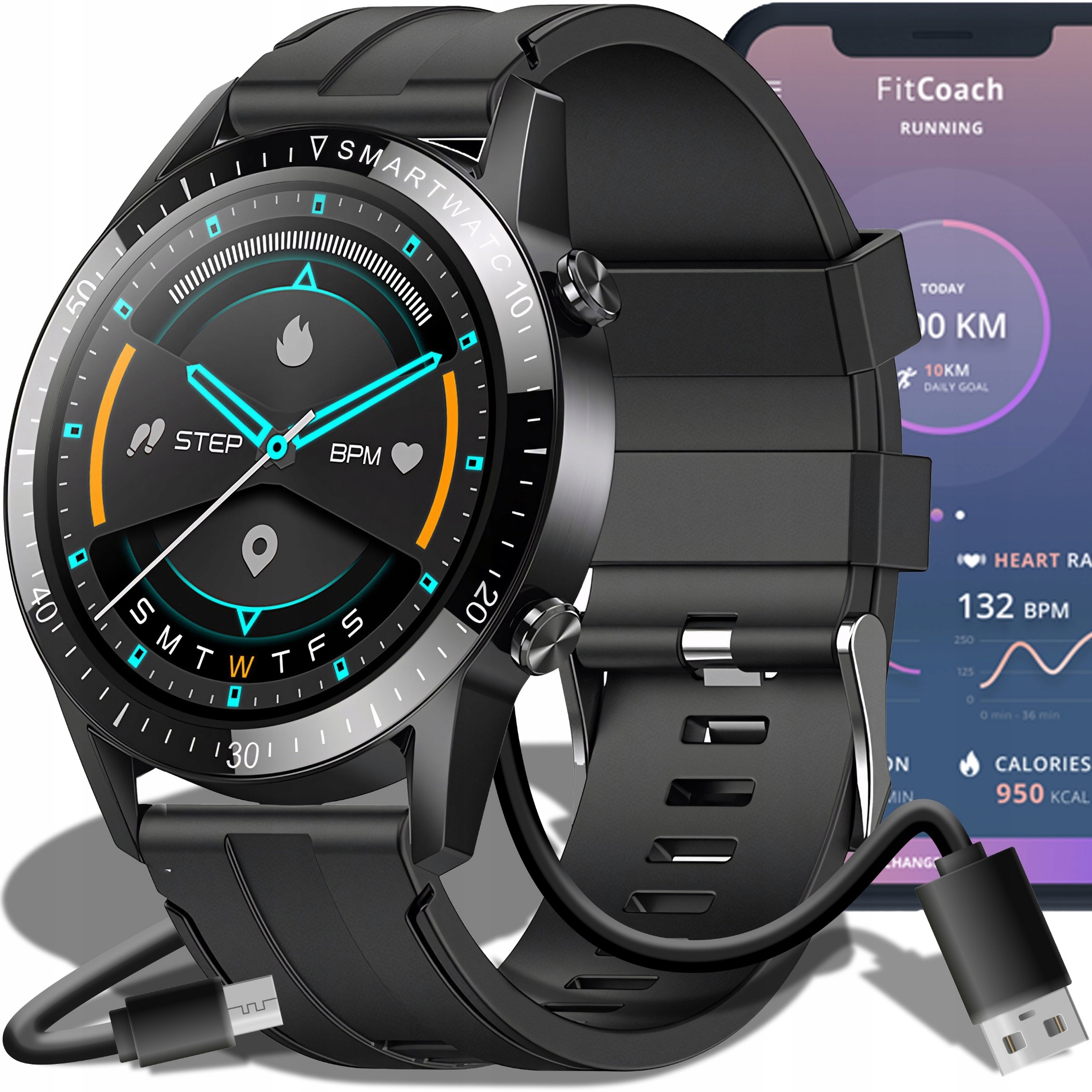 ZEGAREK SMARTWATCH ROZMOWY CIŚNIENIE PULS GPS KROKI SPORT MĘSKI MENU PL Sklep, Opinie, Cena w