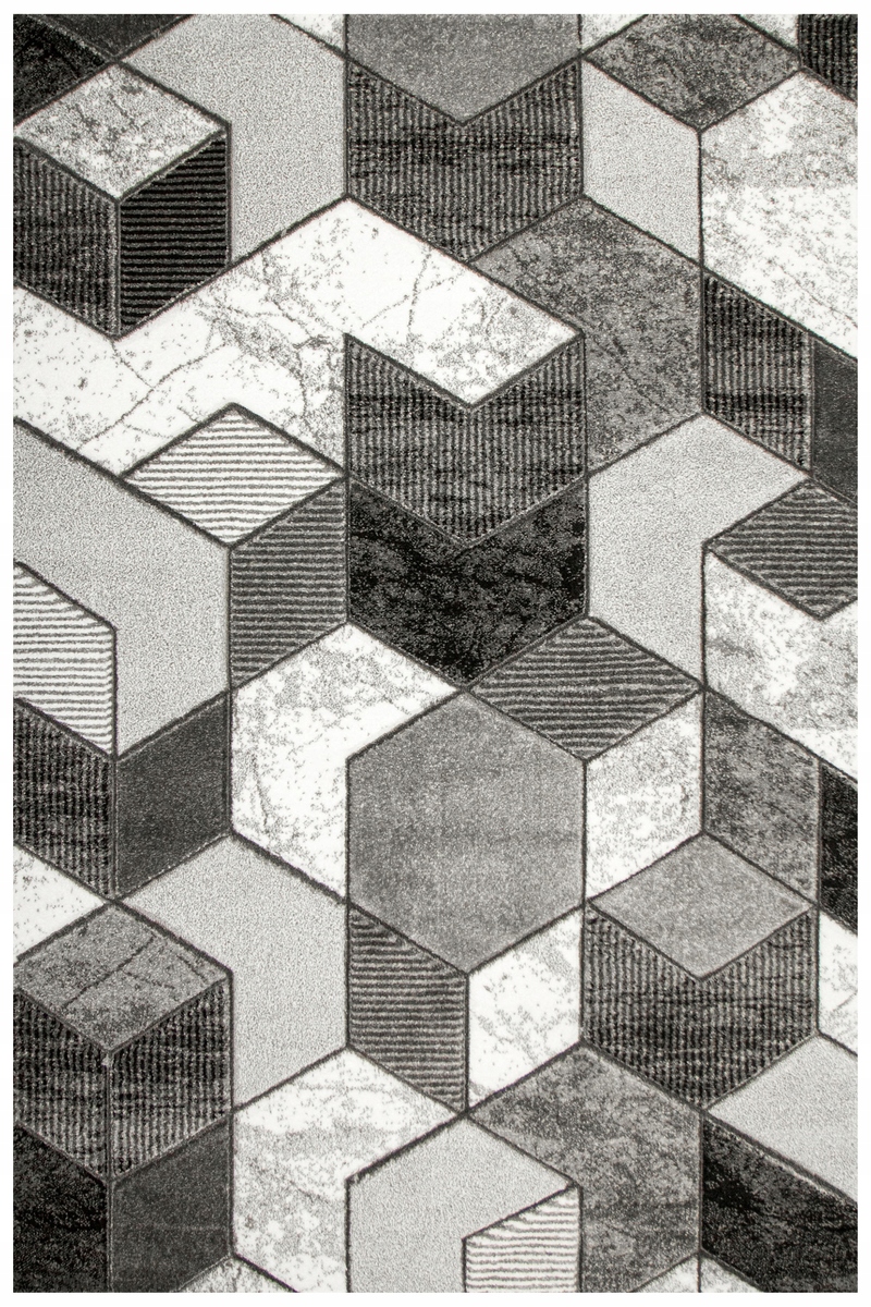 Dywan Nowoczesny Szary Biały Wycinane Gęste Runo 3D Amelia 240x330 cm