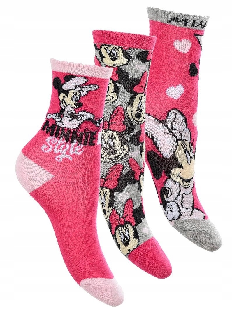 

Skarpetki dziewczęce 3-pak Disney Myszka Minnie