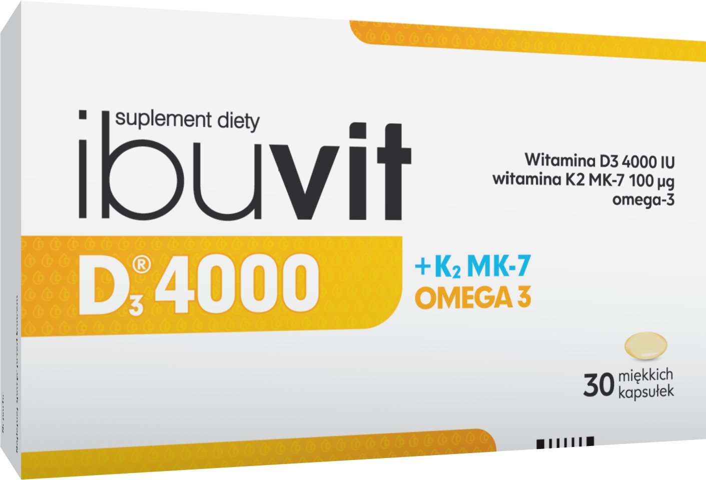 IBUVIT D3 4000IU+K2 MK-7+OMEGA3 WITAMINY D3 K2 30KAPS KOŚCI SERCE ODPORNOŚĆ