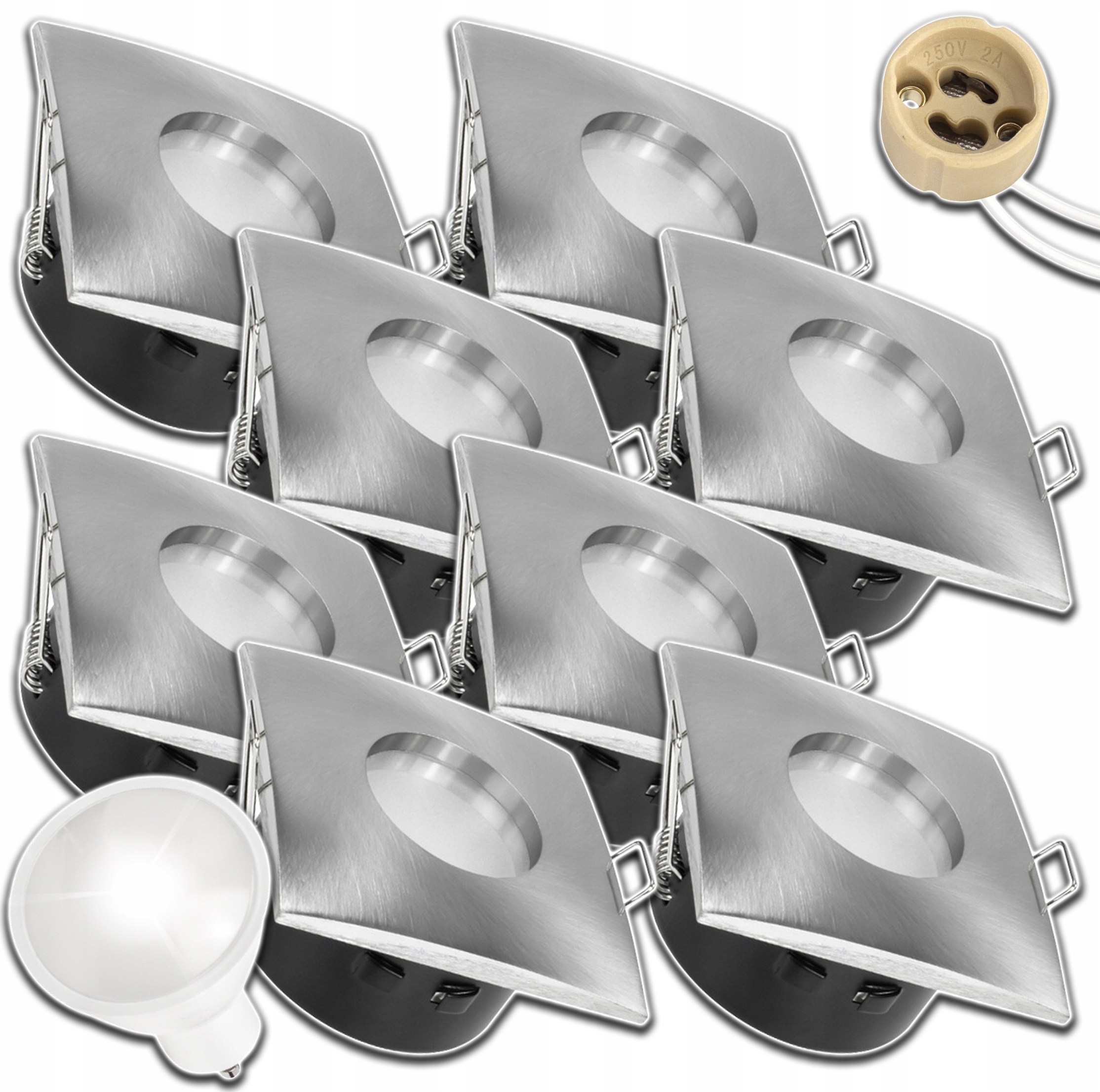 8 x Halogen Led GU10 Hermetická Objímka S Žárovkou IP64 4000K Nw Neutrální