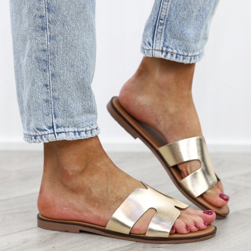 Złote klapki damskie lekkie eleganckie sandały PS01 r.38 Marka bez marki