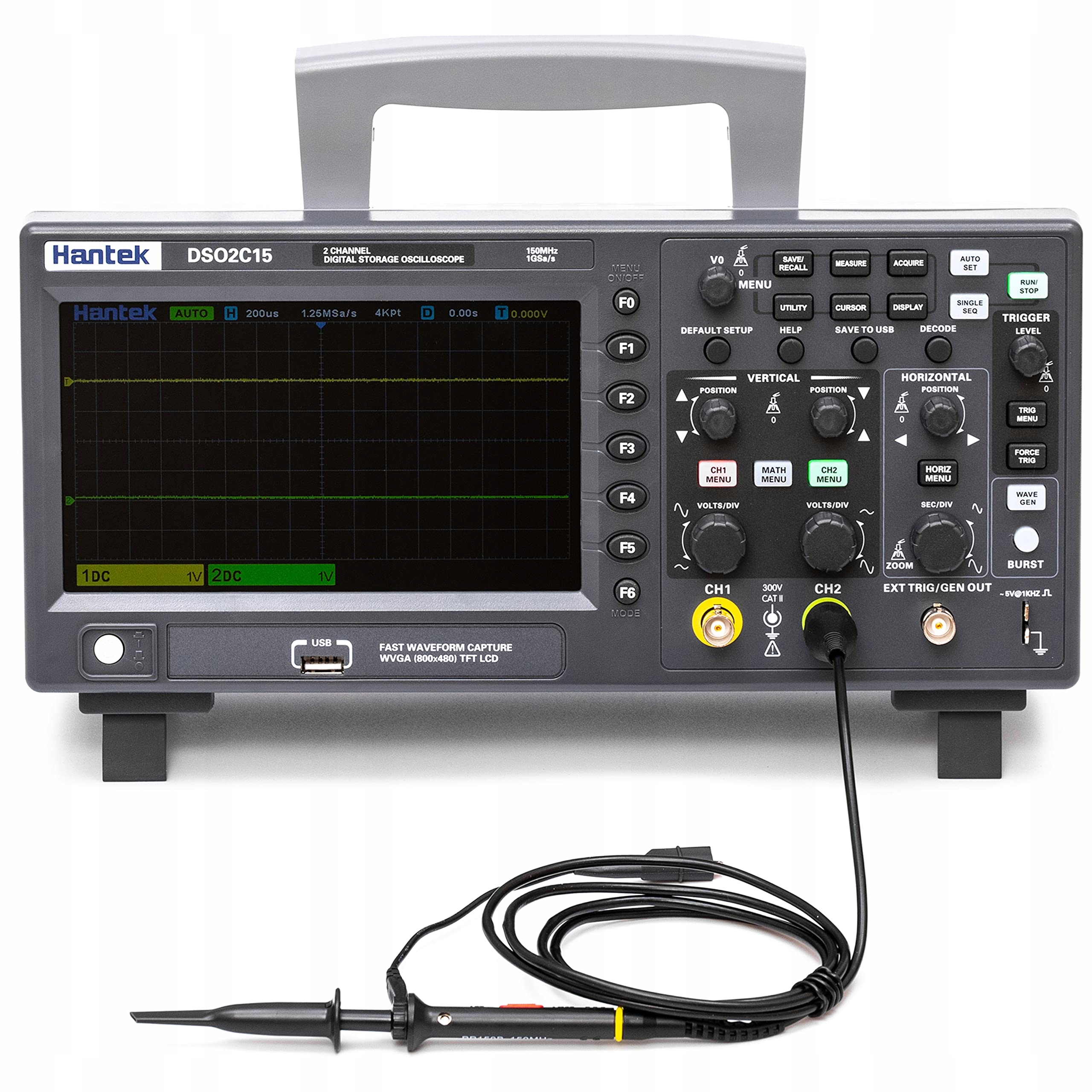 Hantek DSO2C15 2-kanálový digitální osciloskop 150 MHz 1GS/s