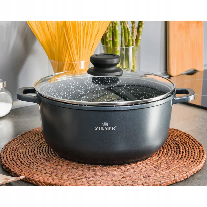 MARMUROWE CUDO! ZESTAW GARNKÓW ZILNER - Garnki, Rondel, Kulinarna Magia! Liczba elementów w zestawie 7