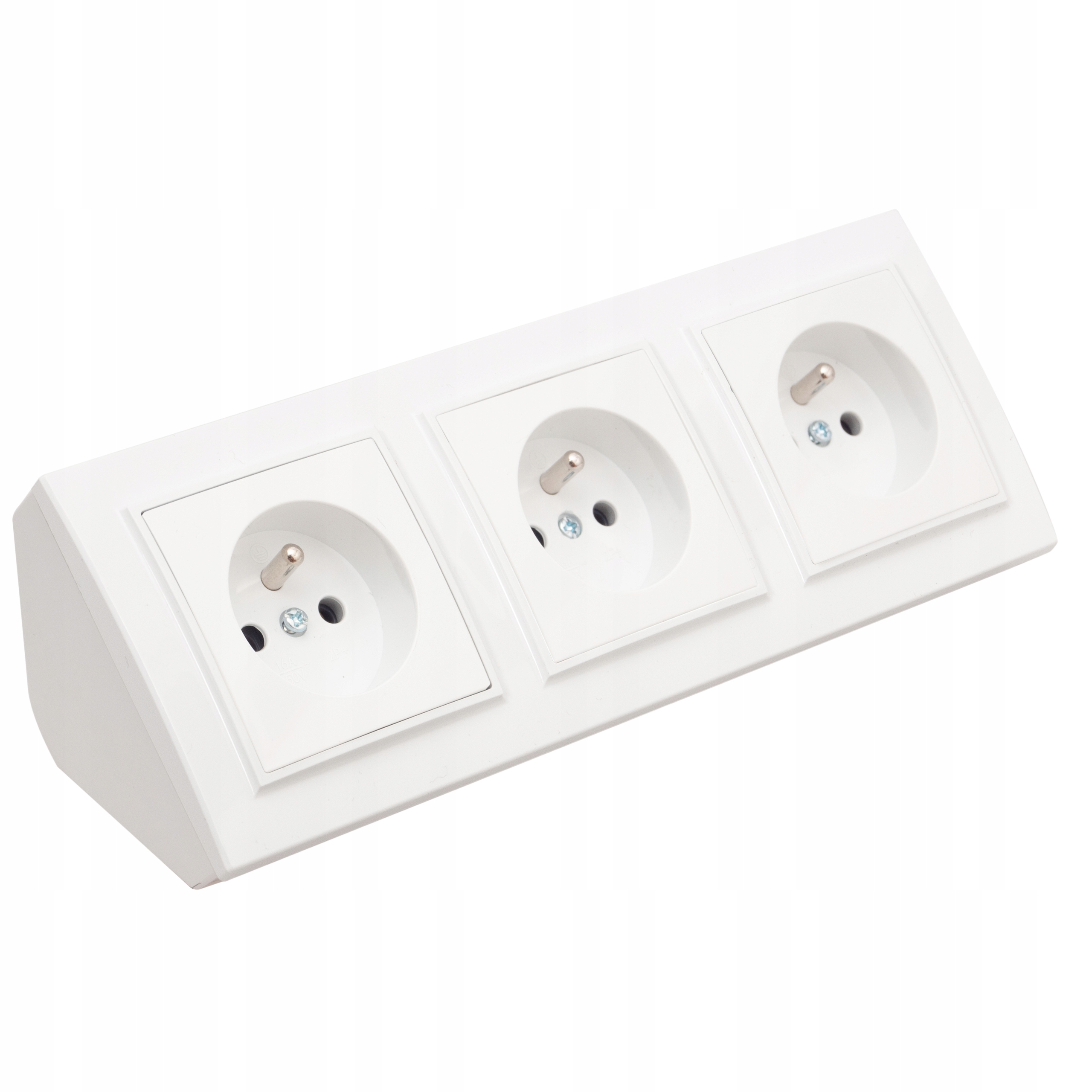 Gniazdo Potrójne Meblowe Narożne Kuchenne Blatowe Biurkowe Białe Listwa