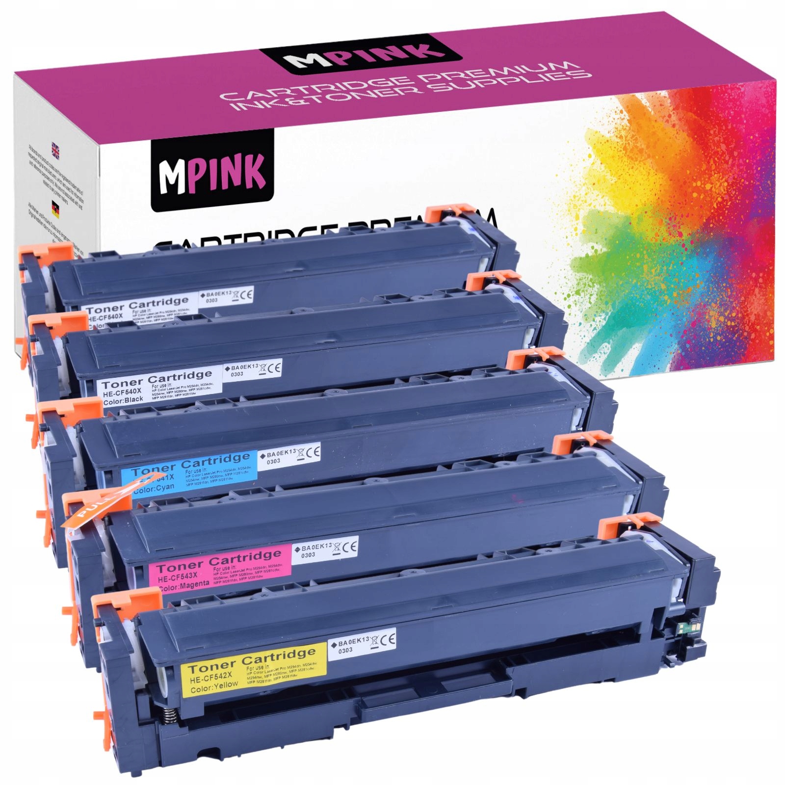 5x Toner Pro Hp Color Laserjet Mfp M281FDW Mfp M281fw M254 CF540X Cmykk