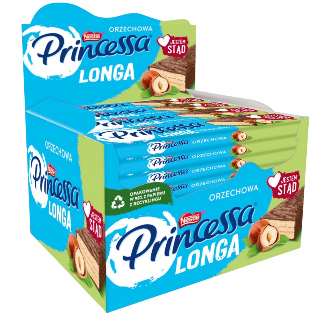 Levně Princessa Longa Wafel s arašídovým krémem zalitý mléčnou čokoládou 40 g x 30 ks