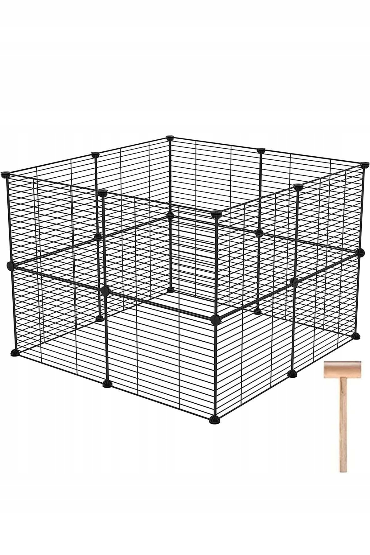 Modulární kovová klec Kotec pro psa králíka a hlodavce 16 panelů 32 x 32 cm