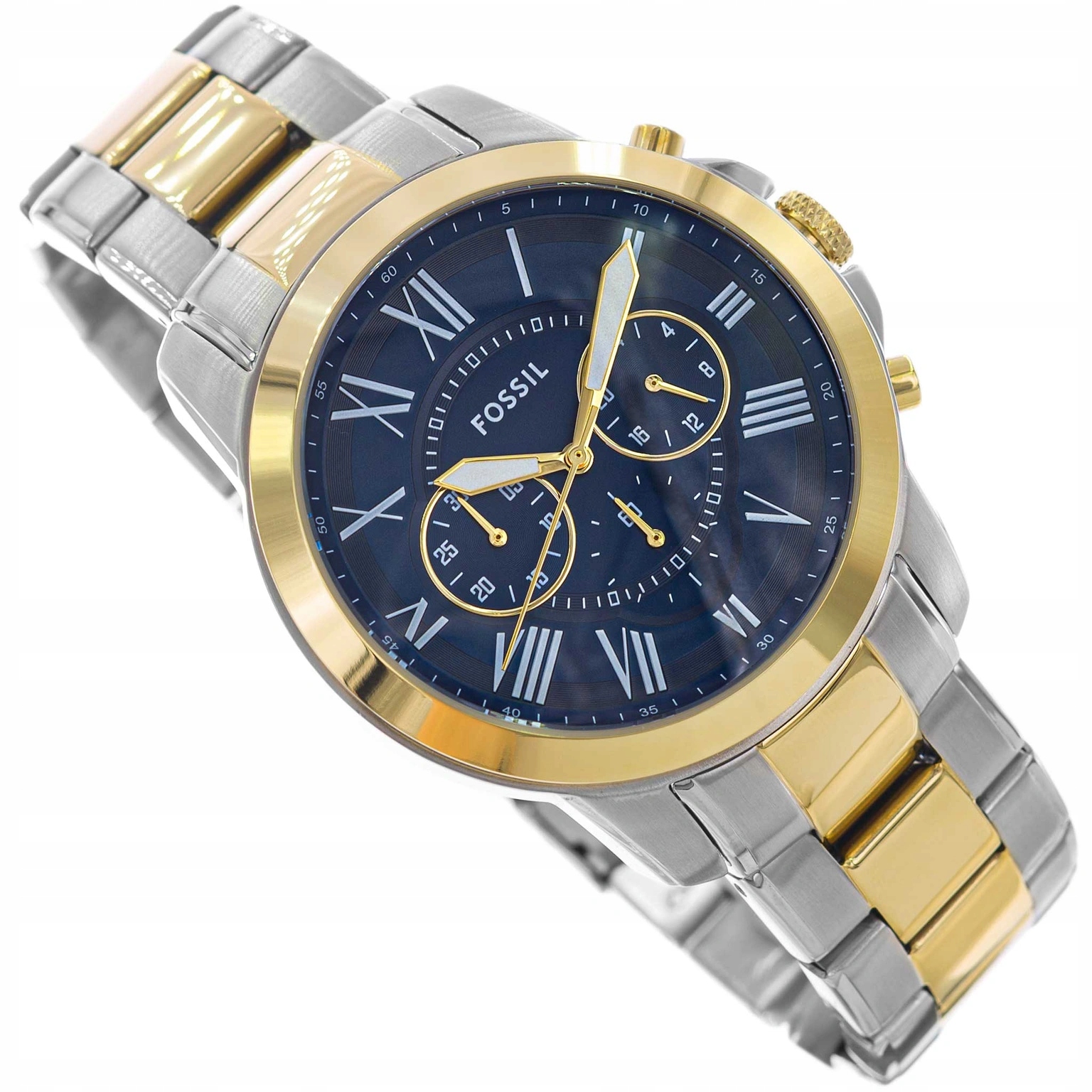 Pánské Hodinky Fossil FS6132 Grant Chronograph Stříbrno-zlaté Na Náramku