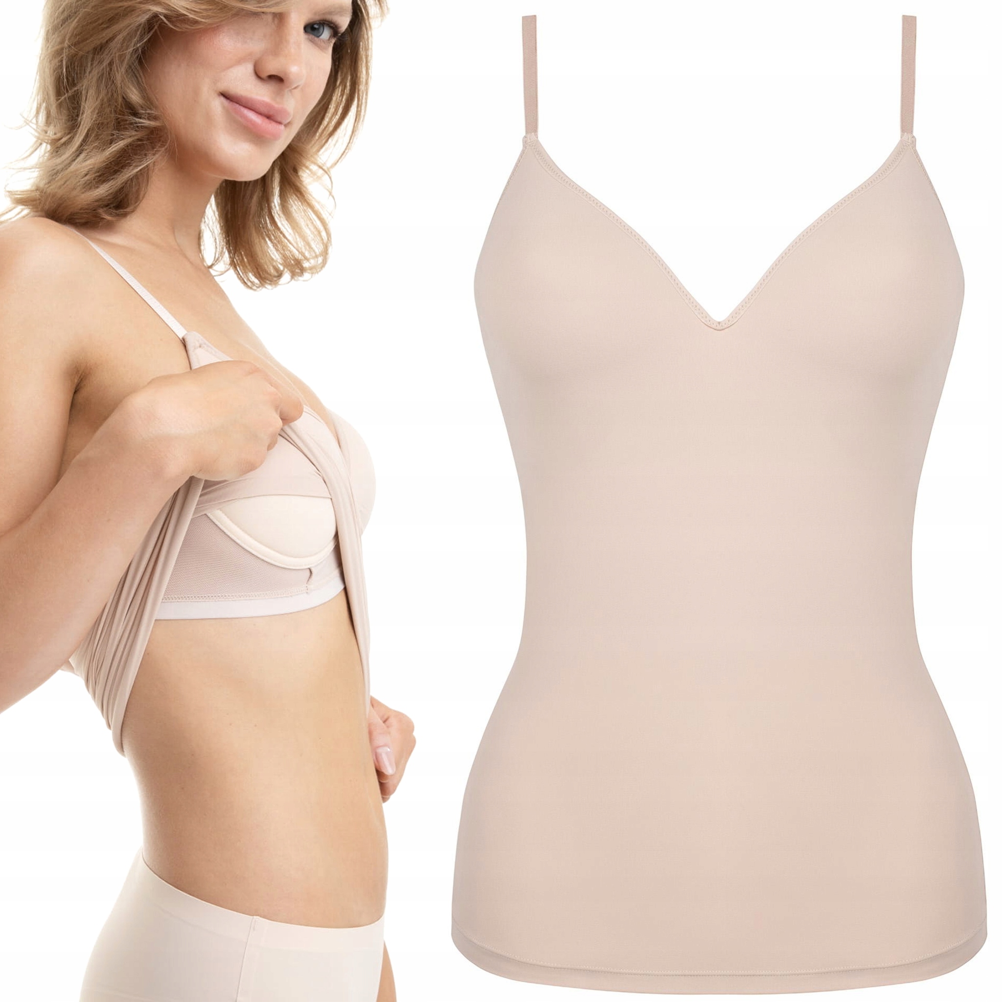 Dámský top 2v1 Julimex Bezešvá podprsenka s tričkem na ramínkách XL