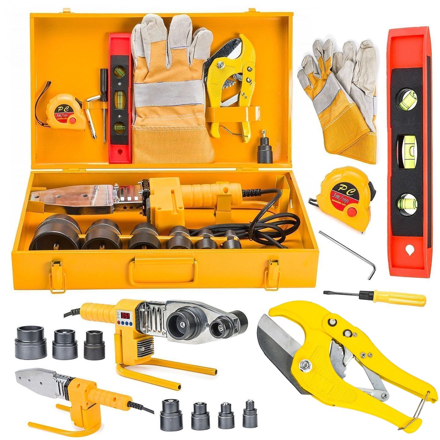 ZGRZEWARKA POLIFUZYJNA LCD DO RUR PCV PP 2800W 7-MATRYC 16-63 + WALIZKA