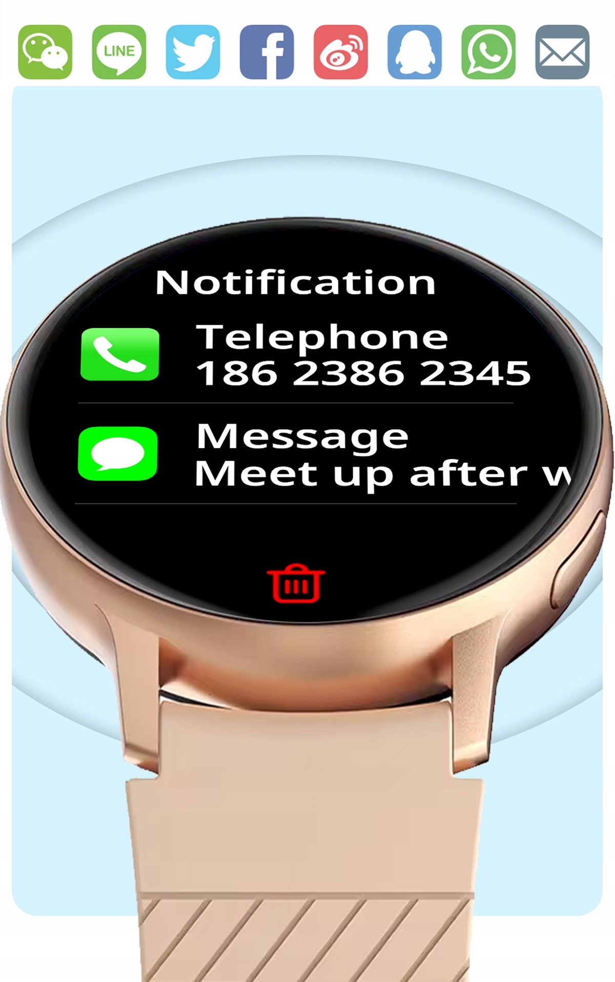 SMARTWATCH ZEGAREK DAMSKI POLSKIE MENU ROZMOWY WIADOMOŚCI 4 PASKI Szerokość koperty 45.8 mm