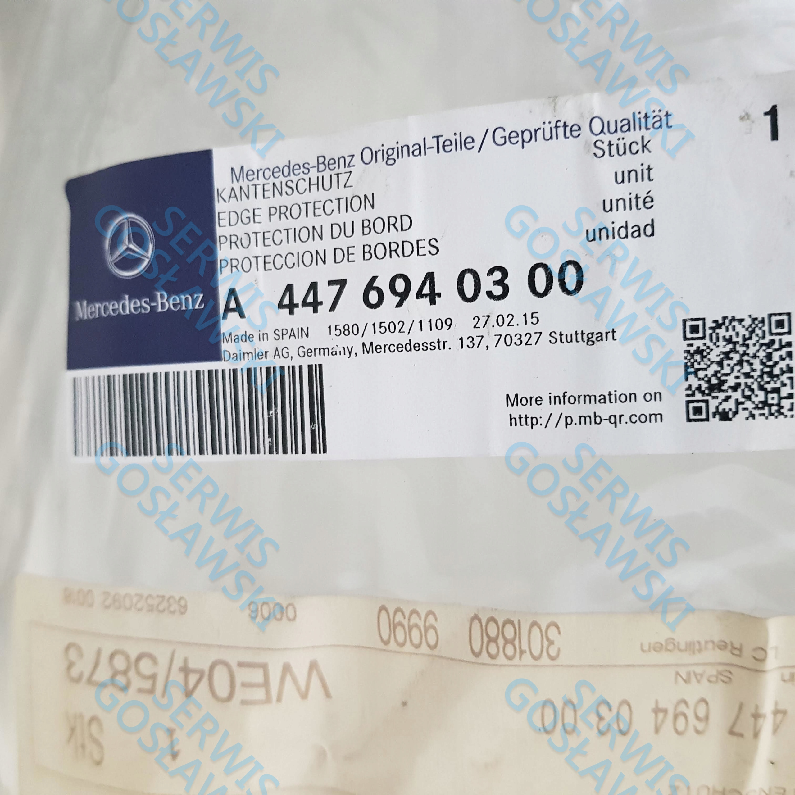 MERCEDES VITO 447 USZCZELKA SZYBY BOCZNEJ NOWA Numer katalogowy części A4476940300