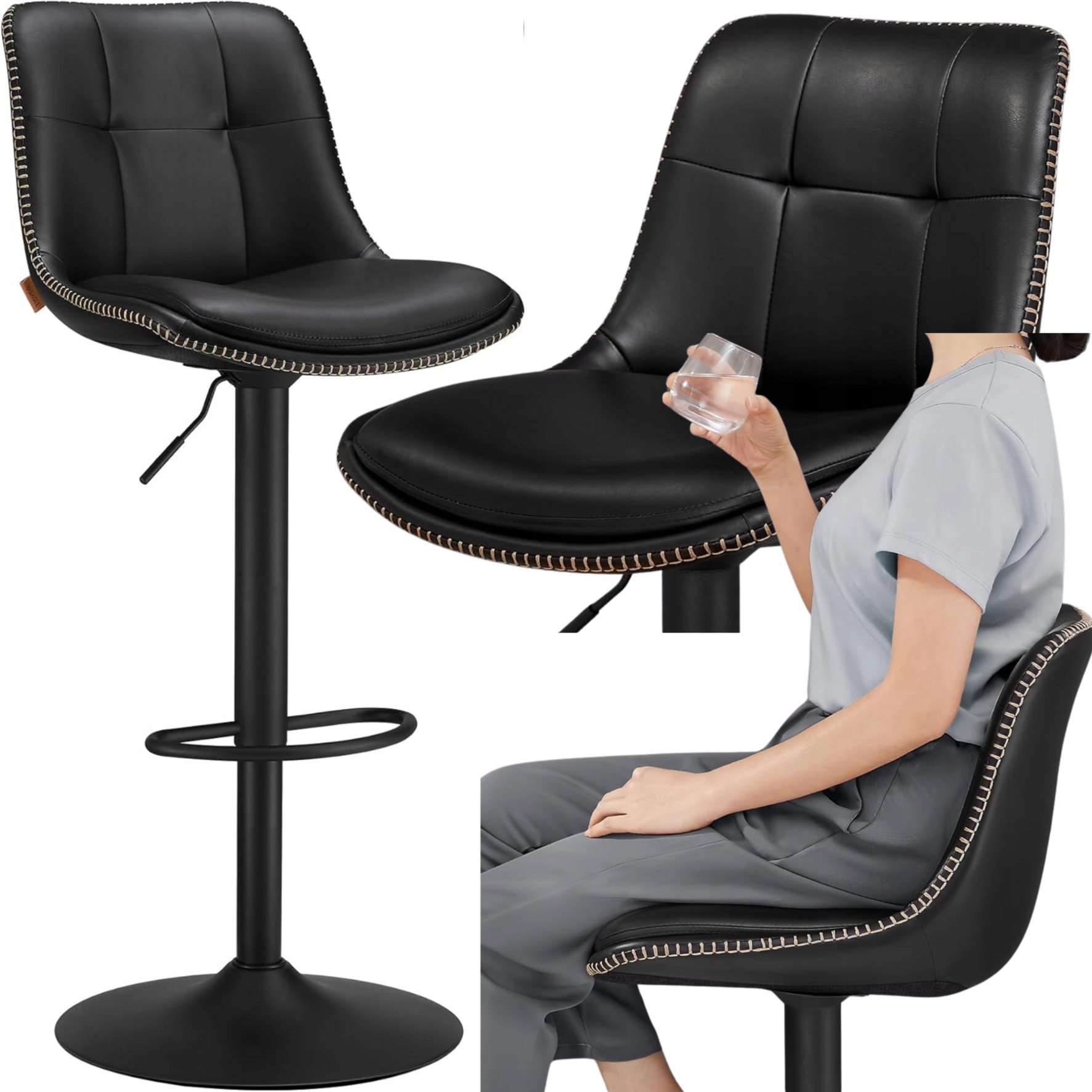 Set Hokery Barové stoličky Otočné nastaviteľné Hokerové sedadlo s opierkou