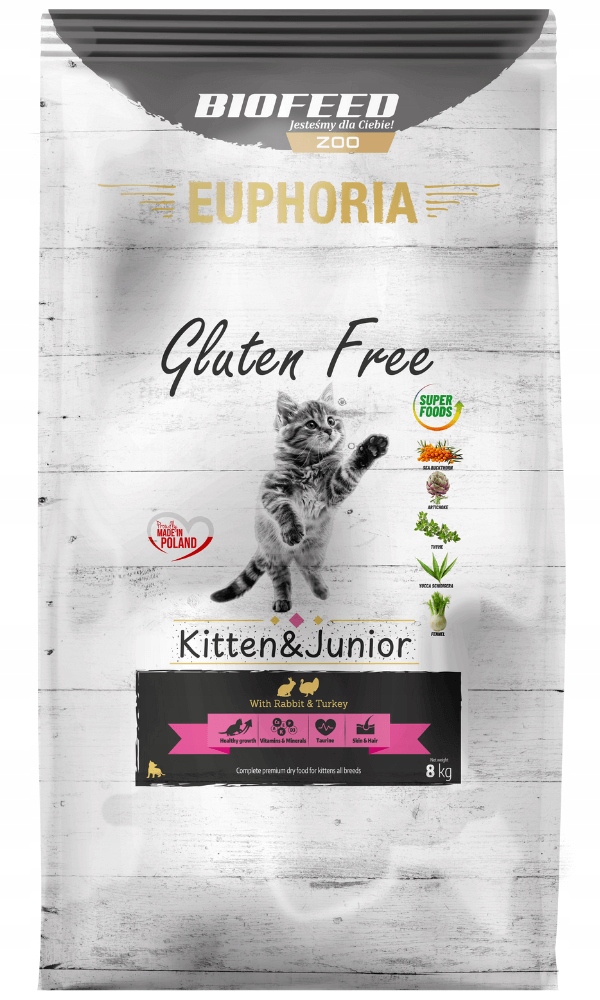 Euphoria Gluten Free Kitten królik karma dla kociąt 8kg