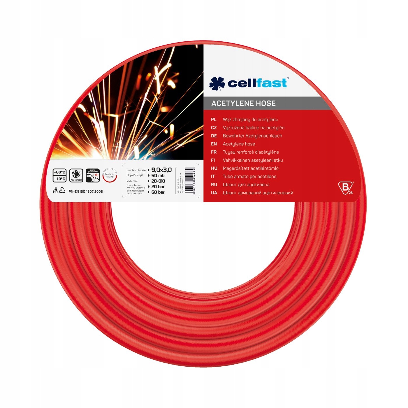 Hadice Pro Acetylen 9*3 50MB 20-010 Cellfast