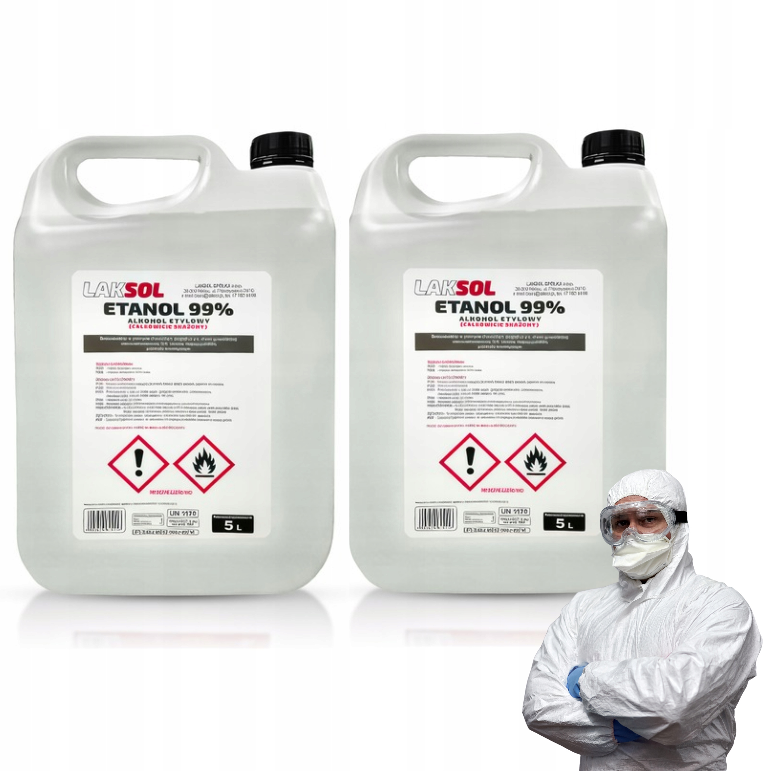 10L Etanol Płyn do Dezynfekcji Alkohol Etylowy 99% 2 x 5L