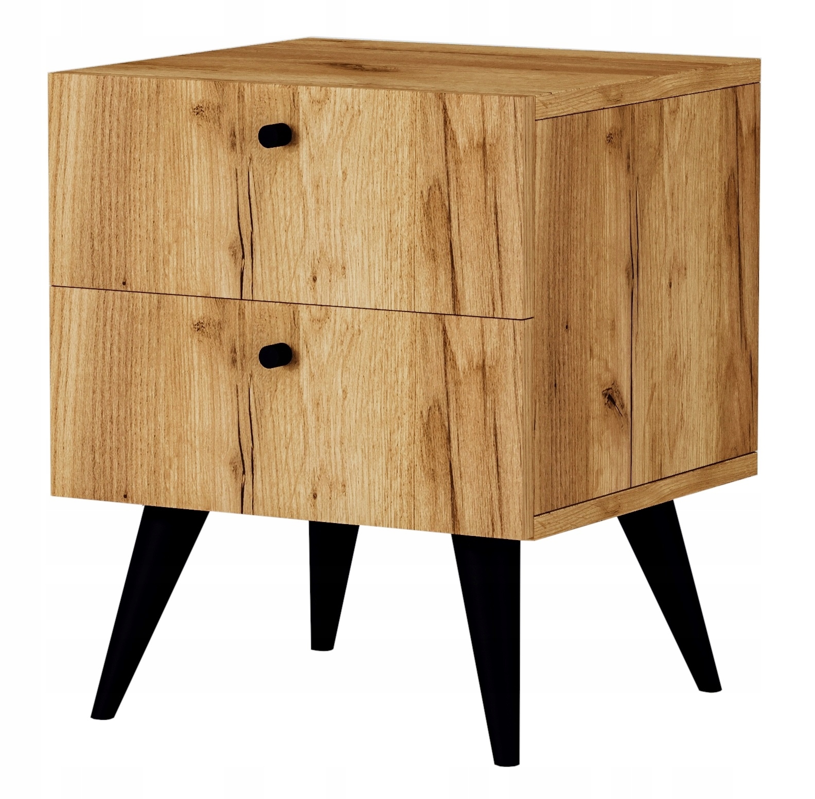 

Szafka Nocna stolik 2 Szuflady Dąb złoty Czarne