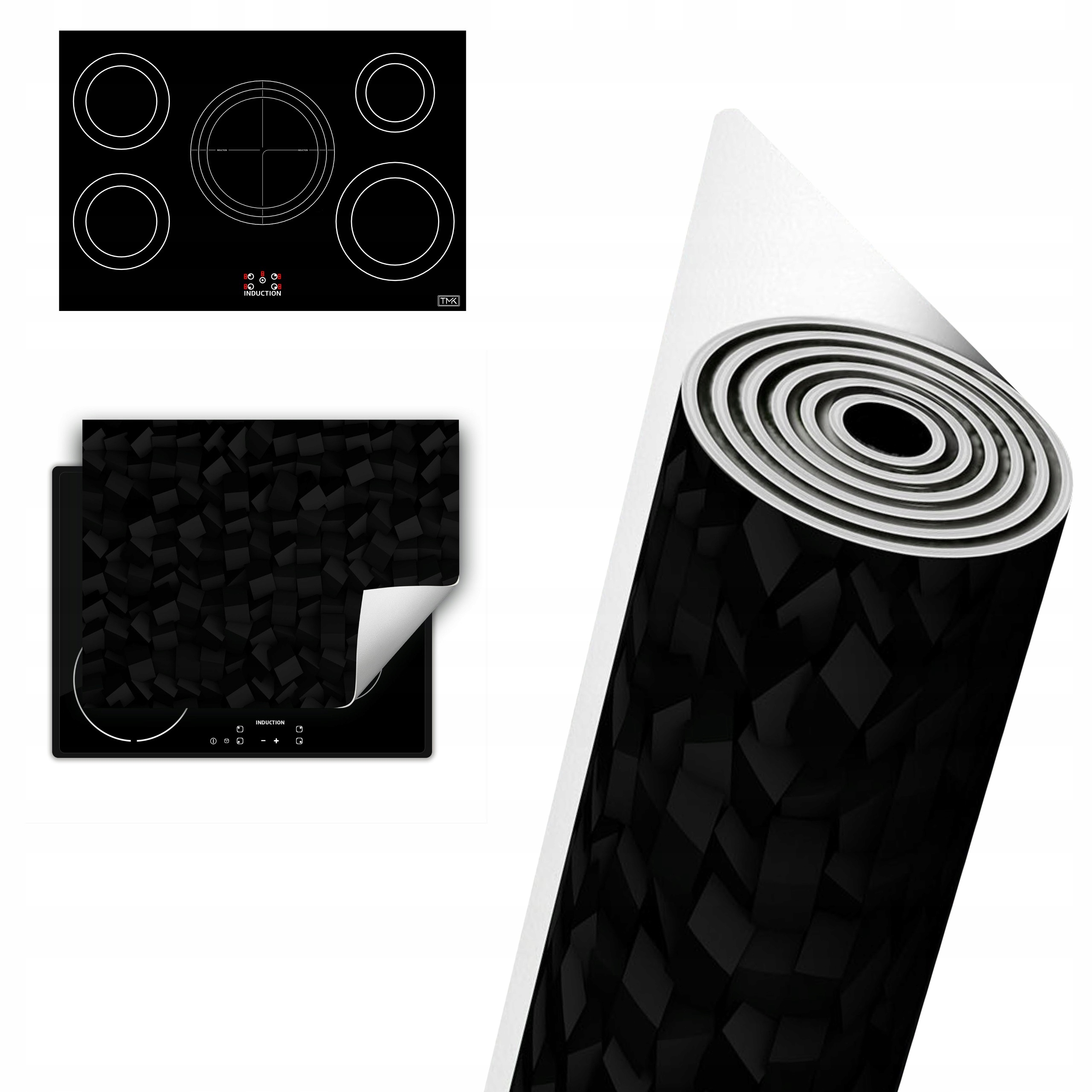 Vinylová Ochranná Deska Na Indukci 80x52 černá 3D