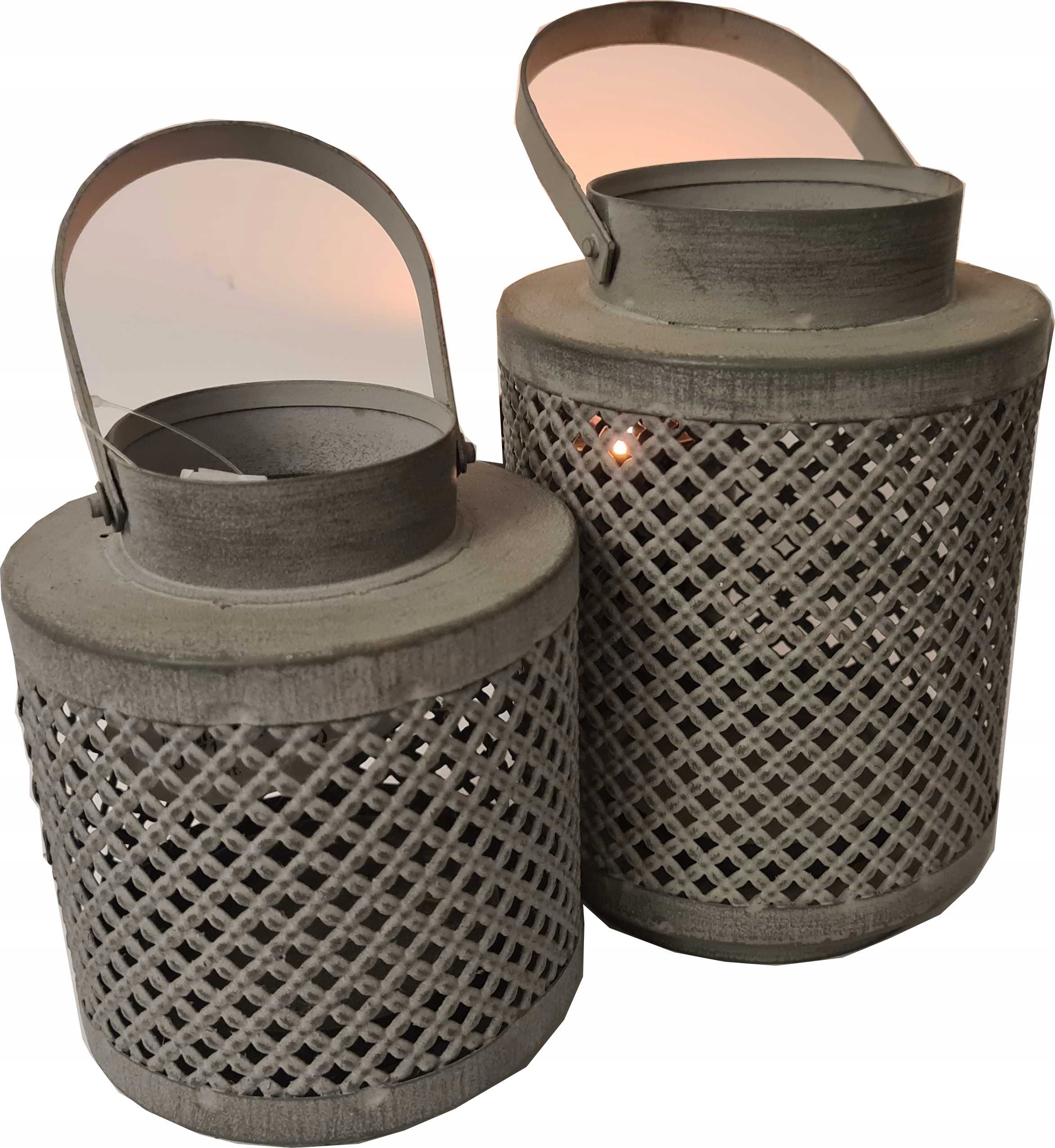 ZESTAW 2 LAMPIONÓW DUŻYCH METALOWYCH LATARNIA