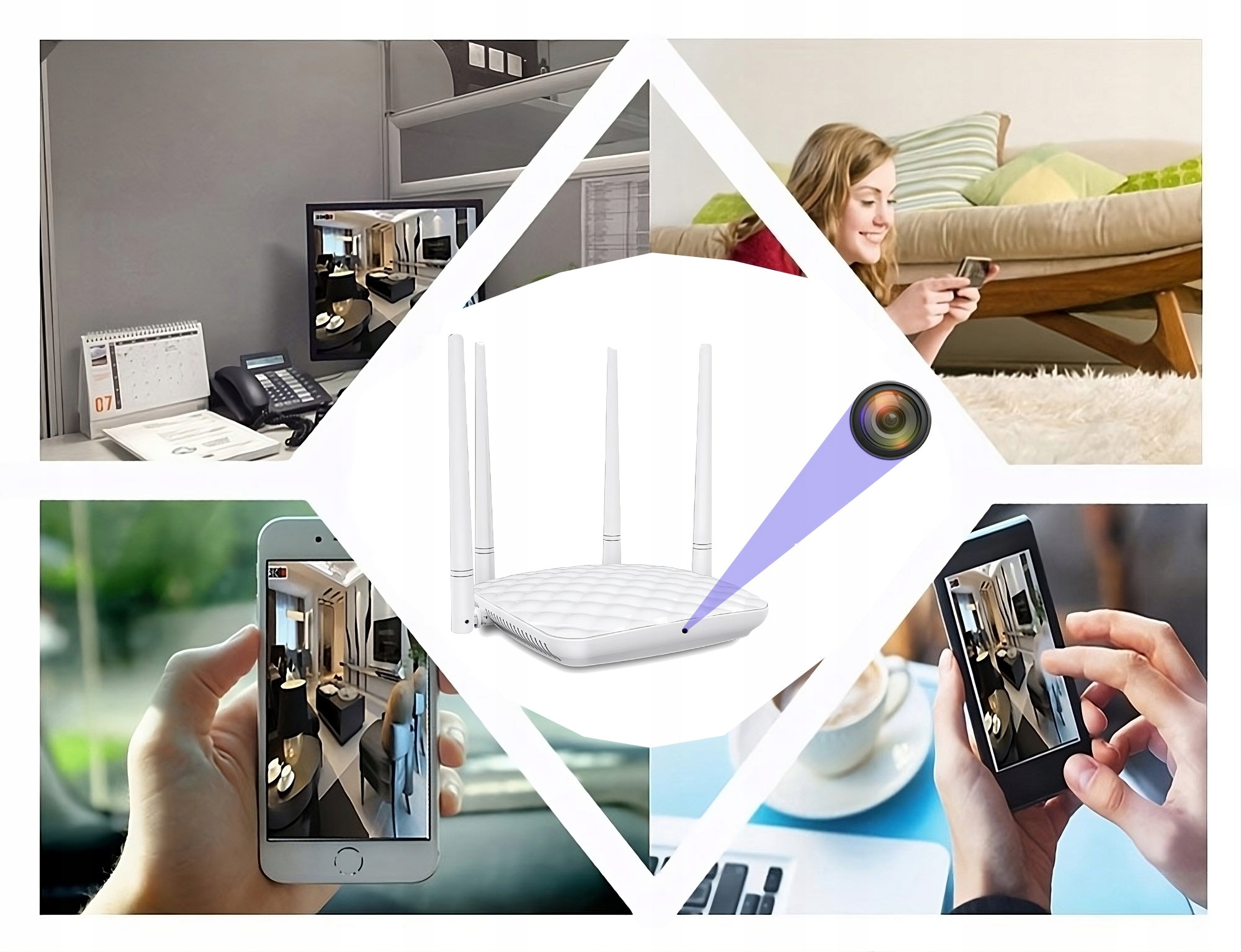 UKRYTA KAMERA WiFi ROUTER SZPIEGOWSKA MINI DETEKCJA PODGLĄD NA ŻYWO MKLY71 Marka inna