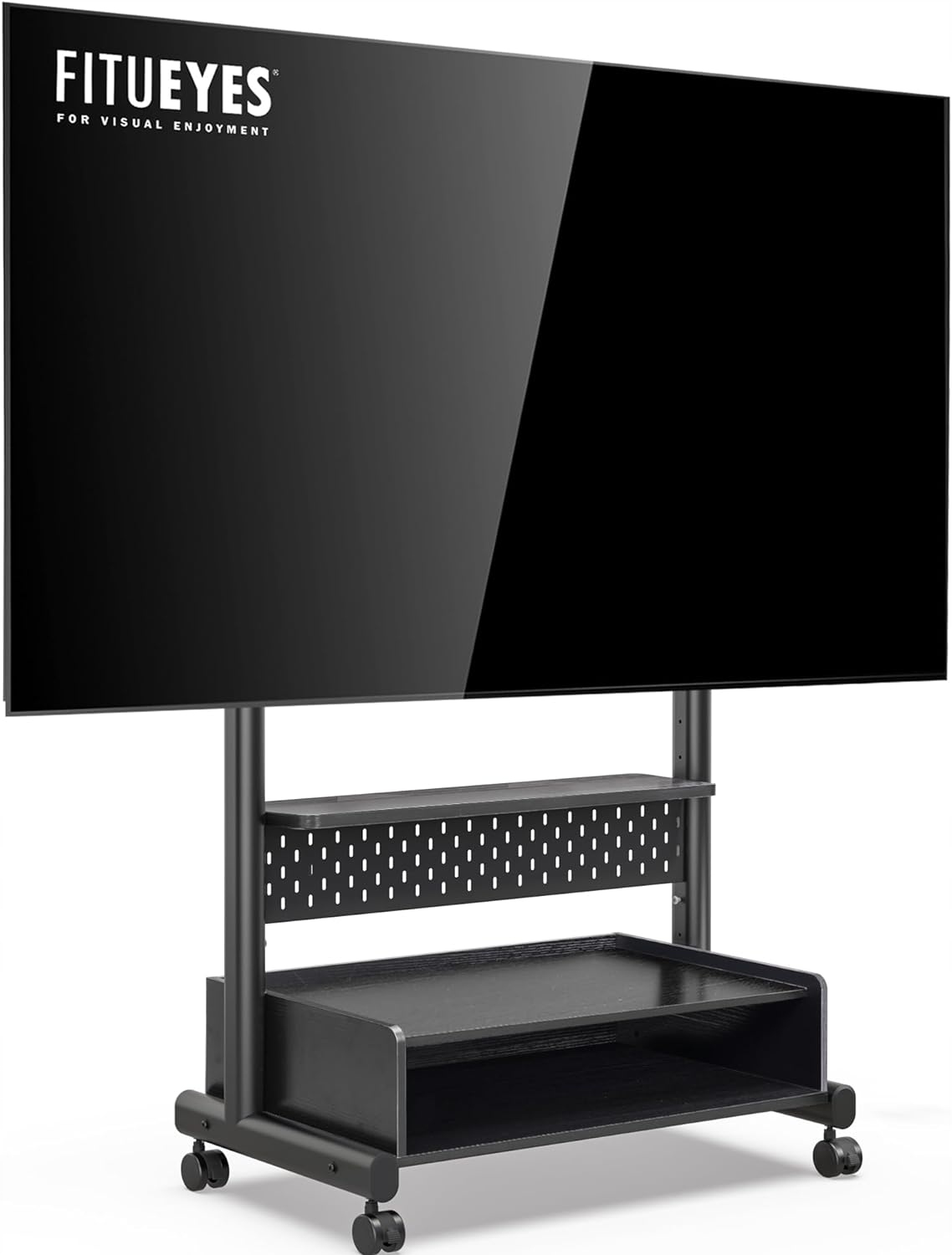 Stojak Wózek Pod Telewizor Mobilny 40-85 Cali Stal Klasyczne Drewno 60 Kg P