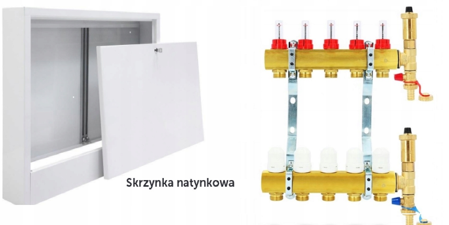Nástenná skrinka rozdeľovač 5 sekcií obvodov na vykurovanie Pex