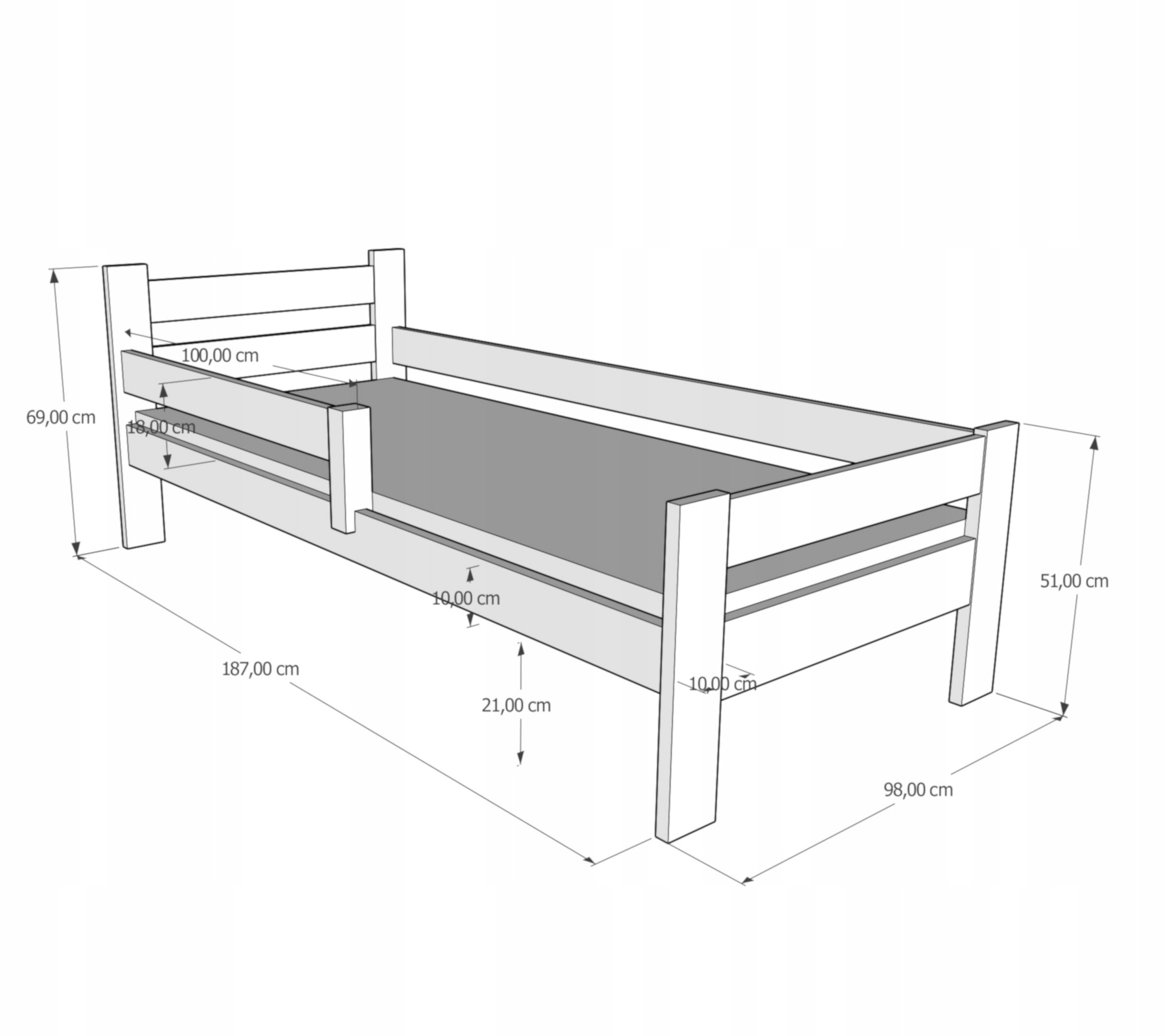 Łóżko Pojedyncze Drewniane Pawełek MAX 180x90 Bohater brak