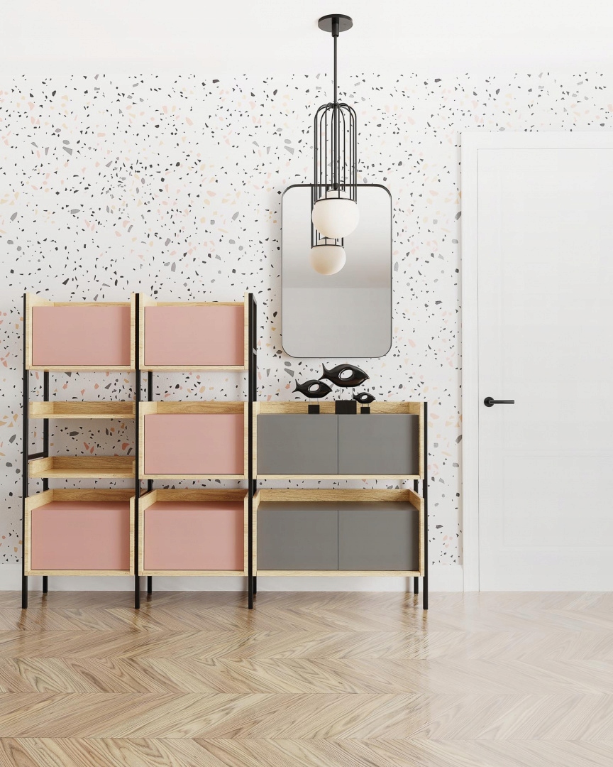 Halmar MOBIUS STELAŻ 145 czarny stal malowana Materiał metal