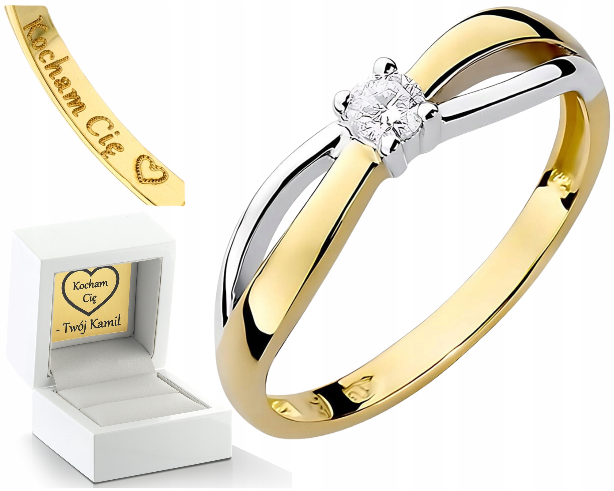 Zlatý Prstýnek Žluté A Bílé Zlato Briliant Diamant Lab