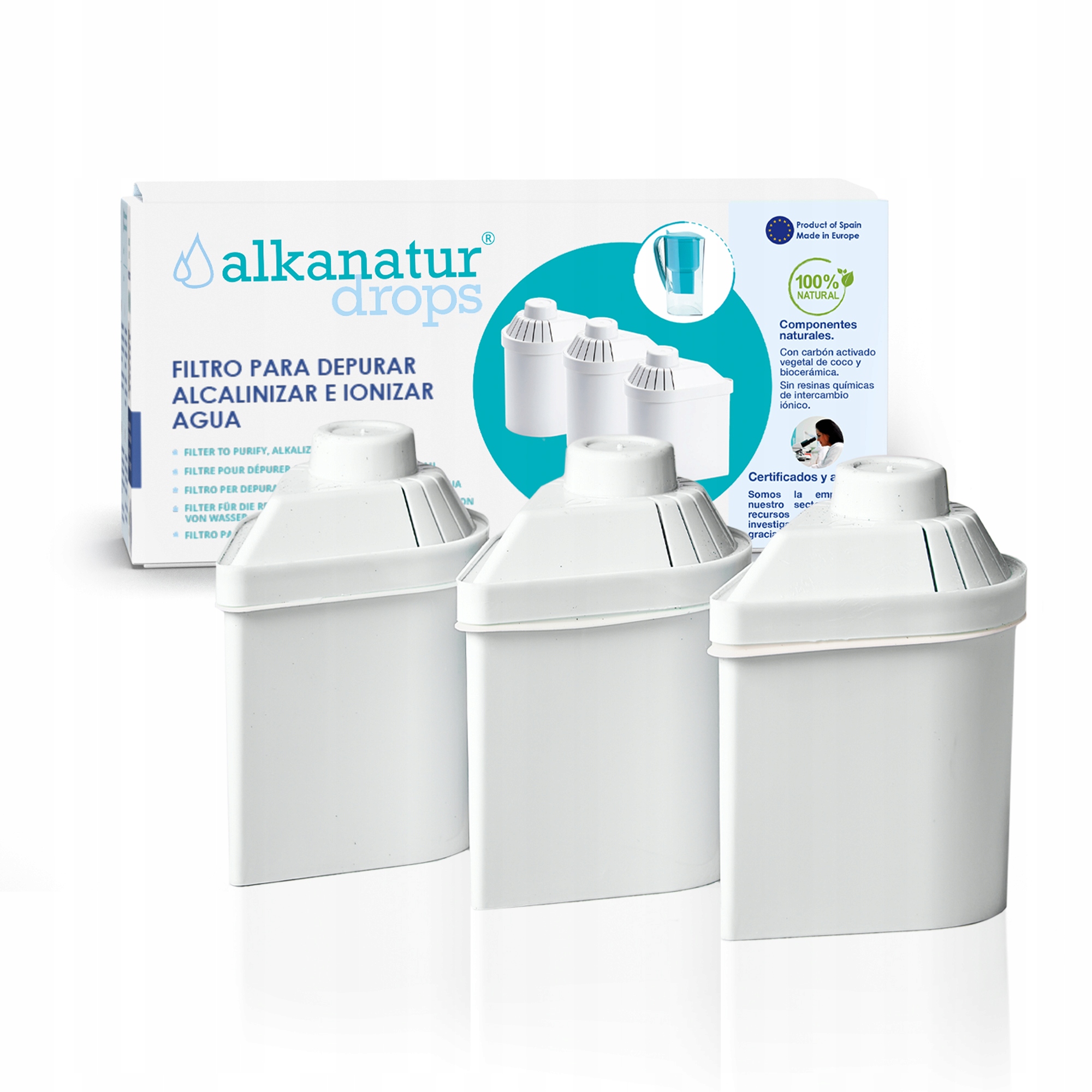 Vymeniteľné náplne Alkanatur Drops 3 ks, filtračná kanvica, náhradná náplň