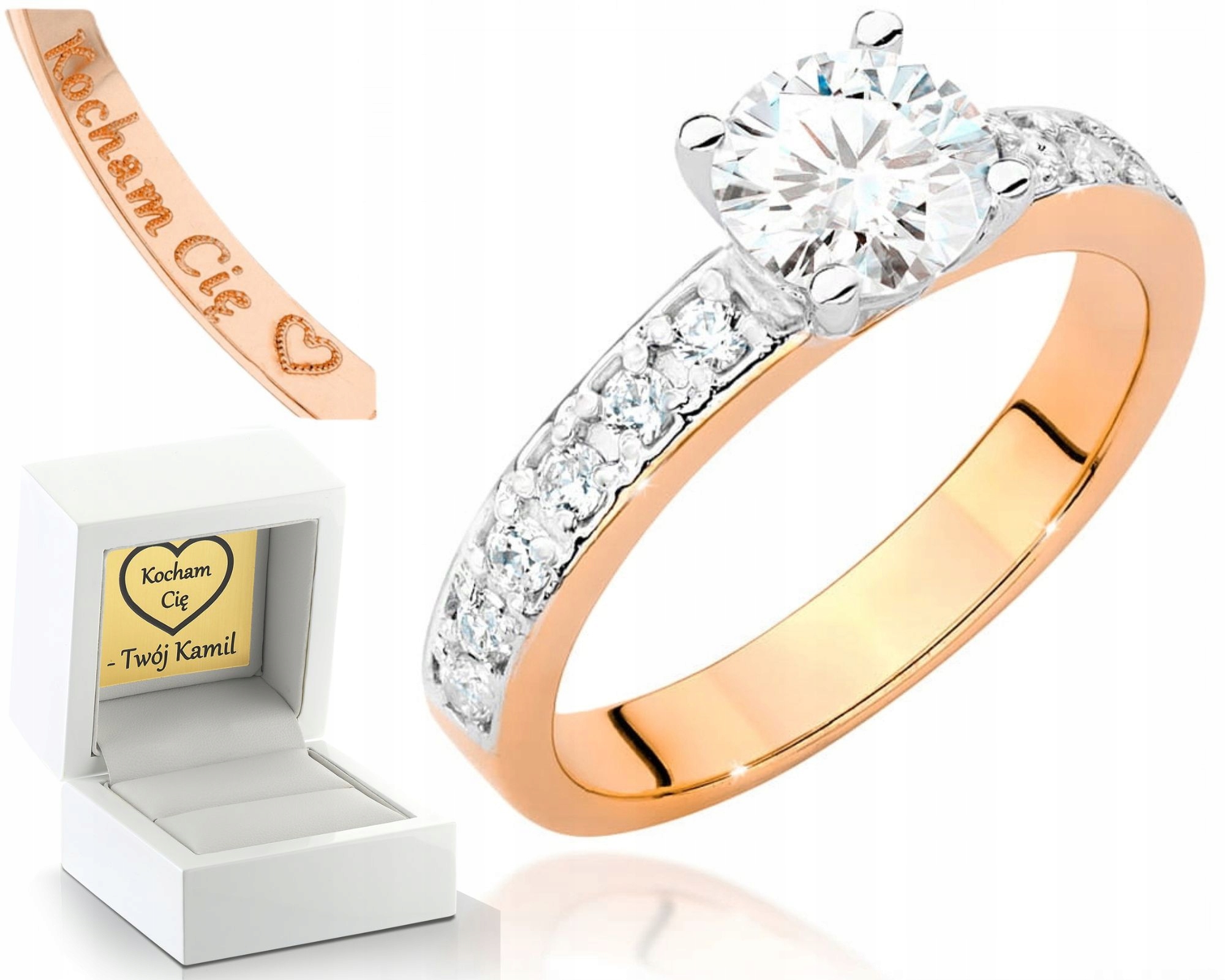 Růžové Zlato Prstýnek S Diamanty 585 Gravírování Bonus