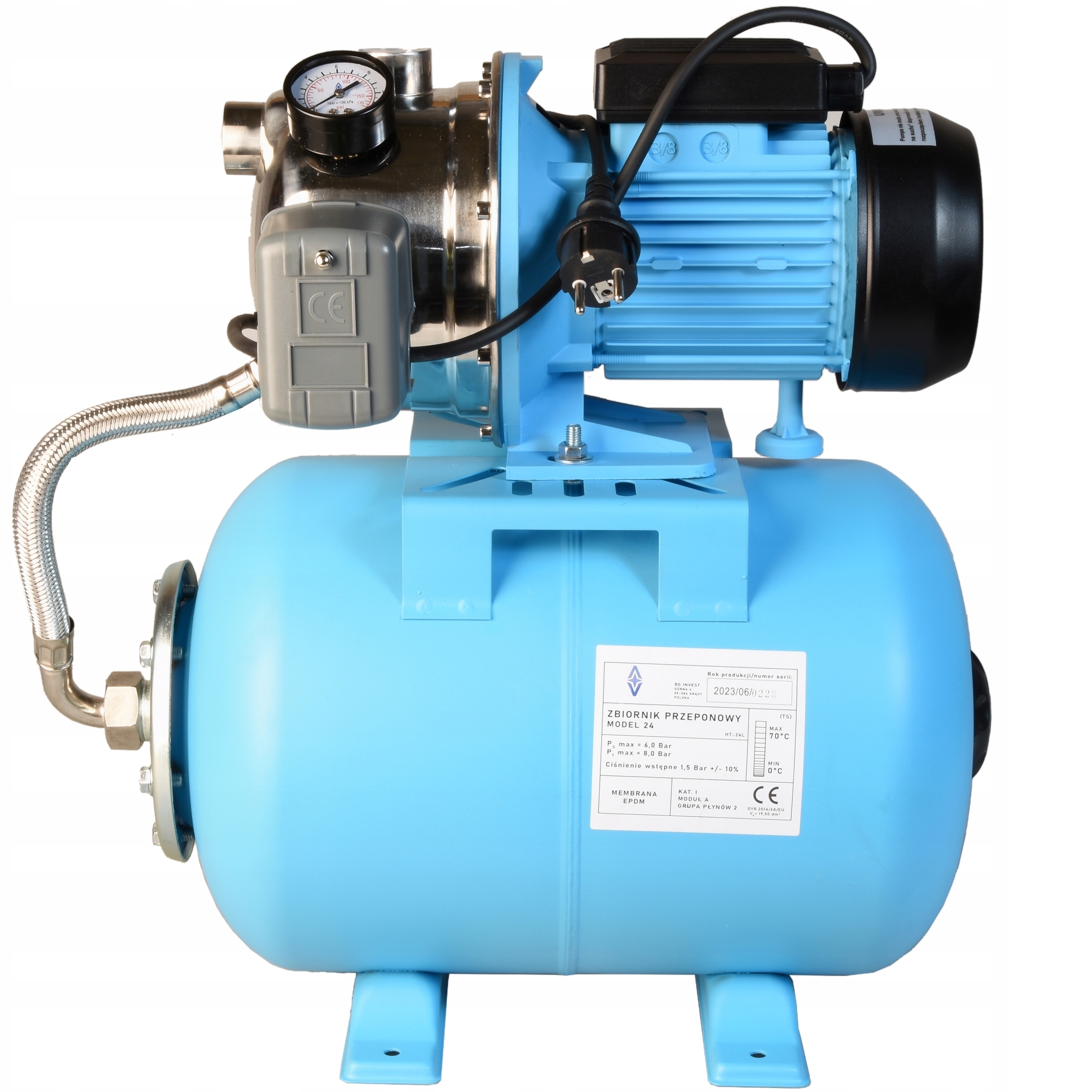 Hydrofor 24L Nádrž Na Vodu Hydroforová Pumpa Jx 1100 Kompletná Sada 3600 l/h