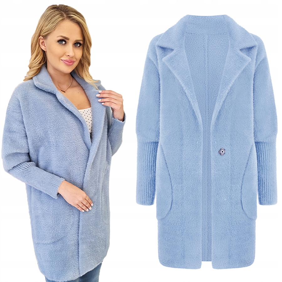 Alpaka Teplý Kabát Přehoz Z Vlny Barvy Baby Blue