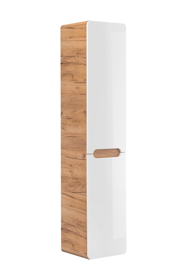 Szafka wysoka 170 cm z koszem na pranie Aruba White