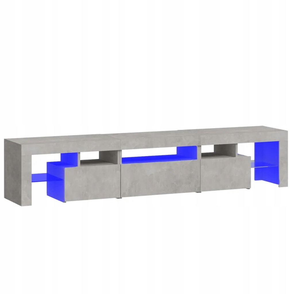 Szafka pod Tv z oświetleniem Led, szarość betonu 200x36,5x40 cm