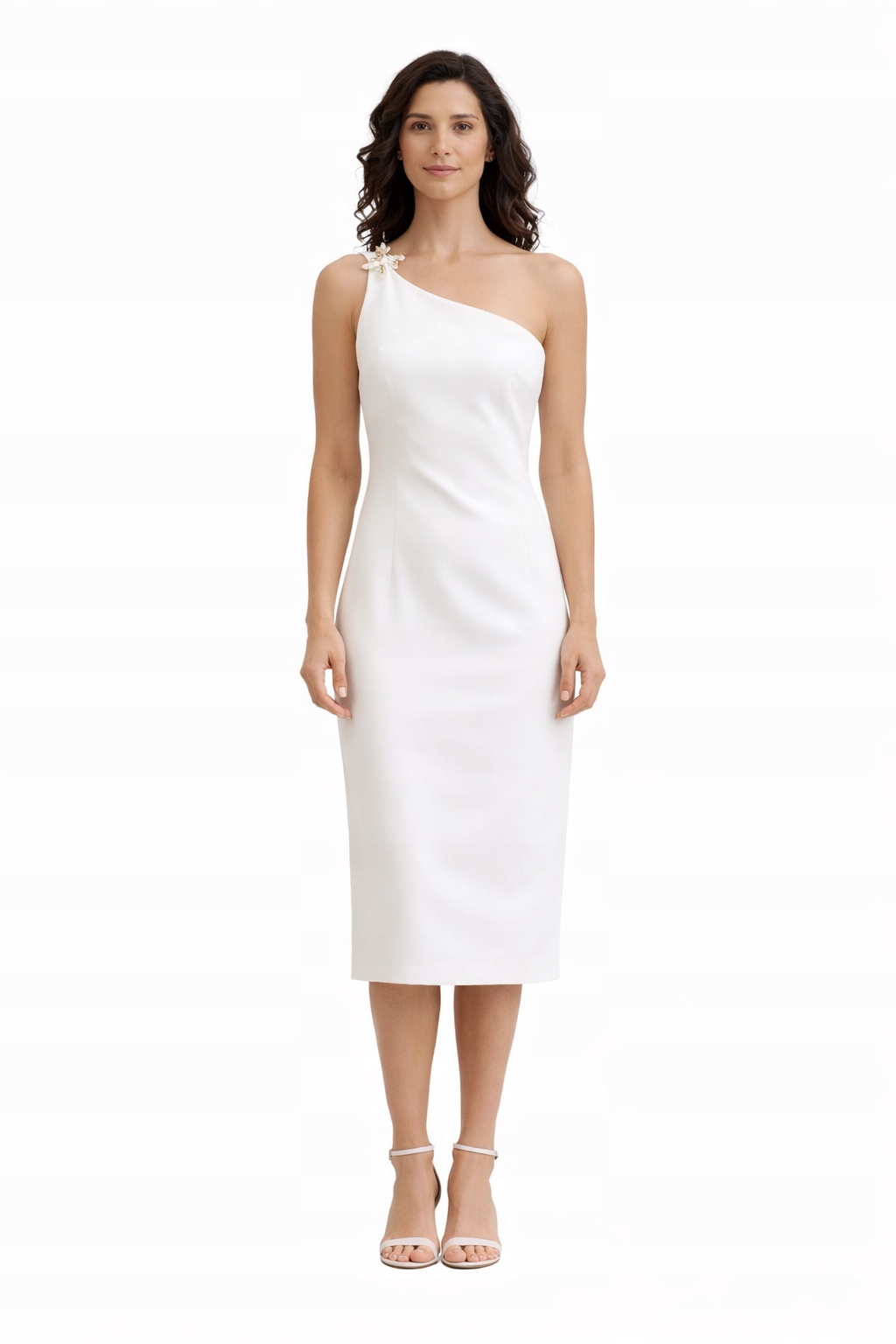 Šaty S Ozdobnou Sponou, Bílá, L 1I3A