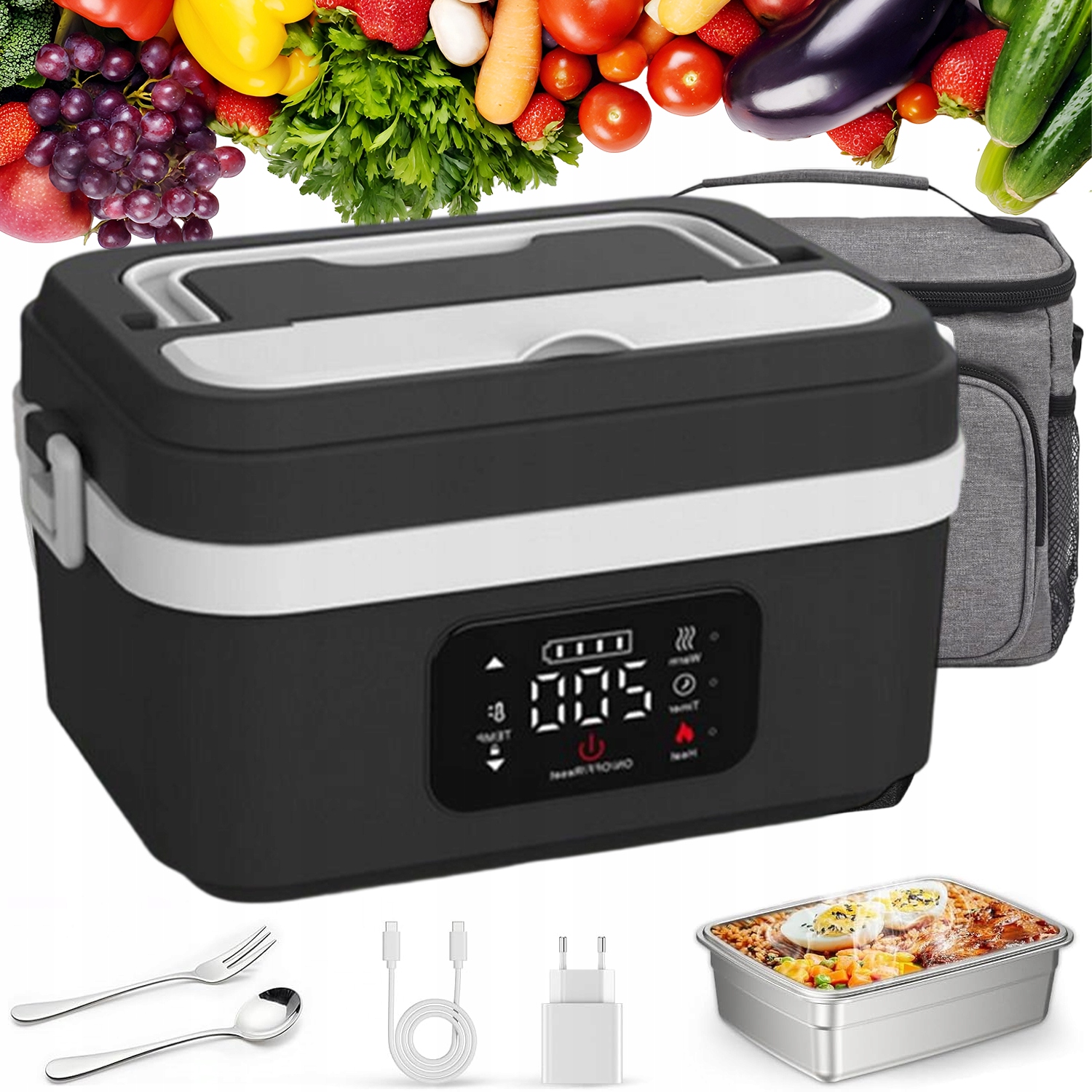 Lunchbox Elektryczny Samochodowy Termos Z Podgrzewaniem Torba Termiczn 1L