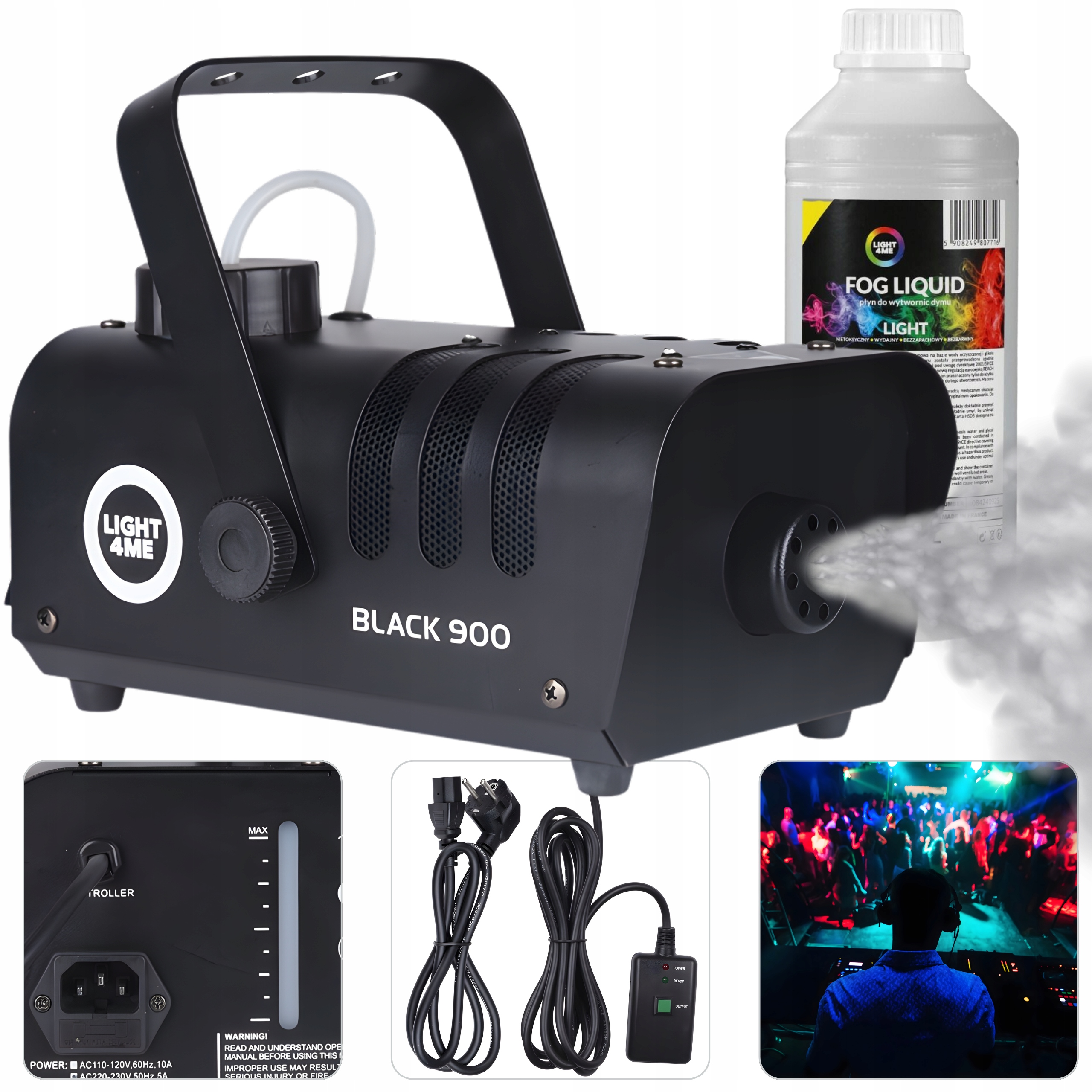 Výrobník Kouře 900W Výkonný Kouřový Stroj Na Výrobu Kouře LIGHT4ME Kapalina