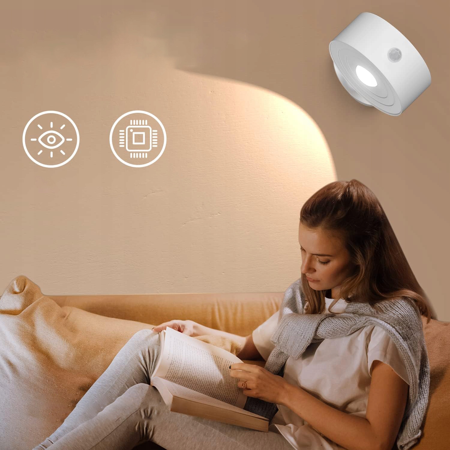 KINKIET WEWNĘTRZNY LED OBRÓT O 360° CZUJNIK RUCHU Kod producenta 6LT0194WH901