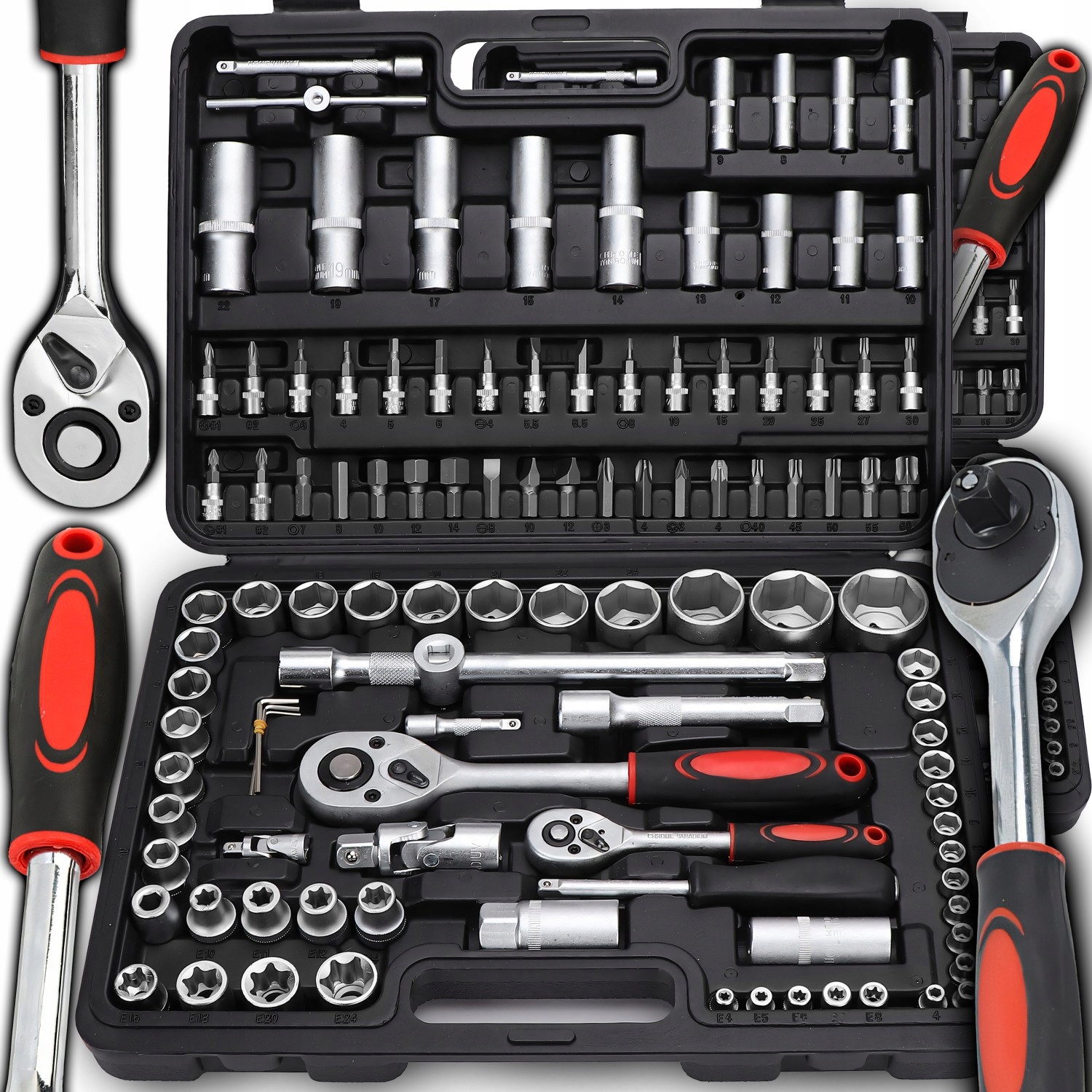Zestaw Kluczy Nasadowych 108 El. Narzędzi Klucze Nasadowe Walizka Torx Bity