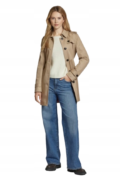 Tommy Hilfiger Dámský Béžový Kabát S Páskem Velikosti L Kwd