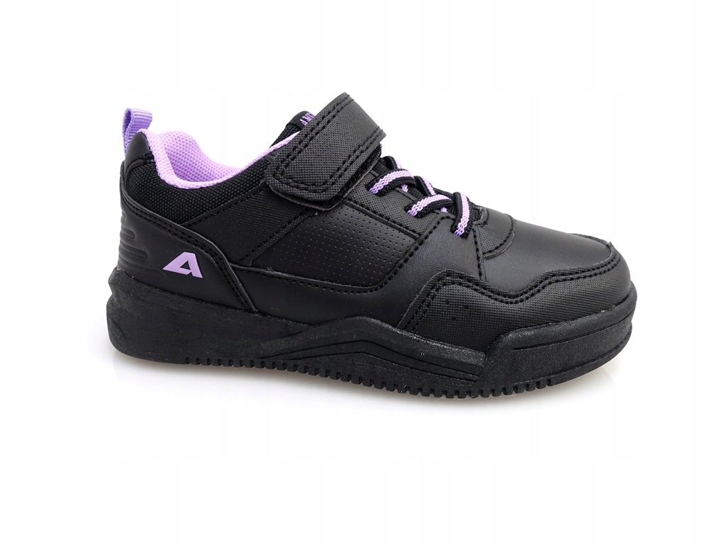 Dziecięce Buty Sportowe Z Ekoskóry Sneakersy Czarne Na Rzep Wkł. Skóra 30