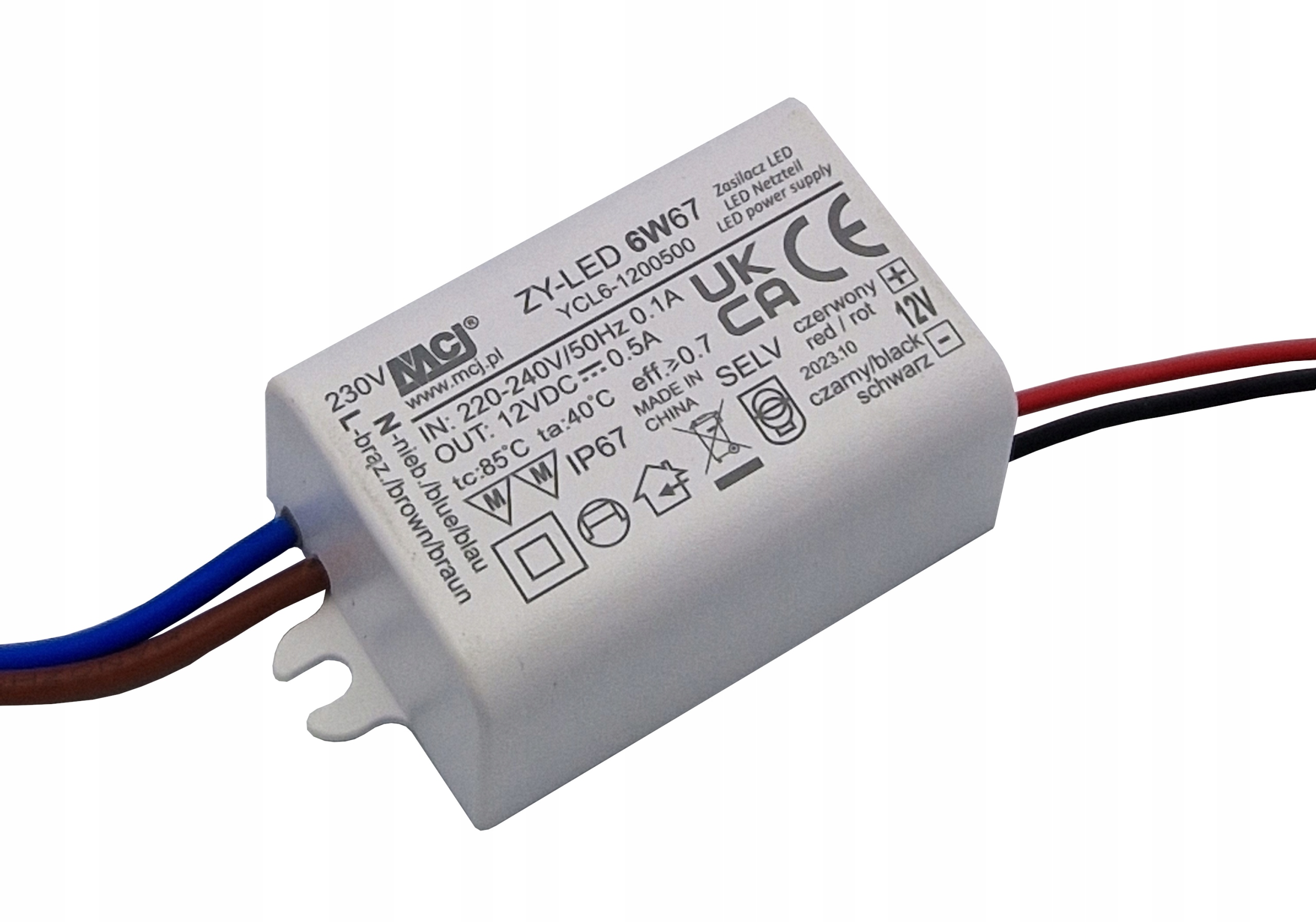 MINI ZASILACZ NAPIĘCIOWY LED 6W IP67