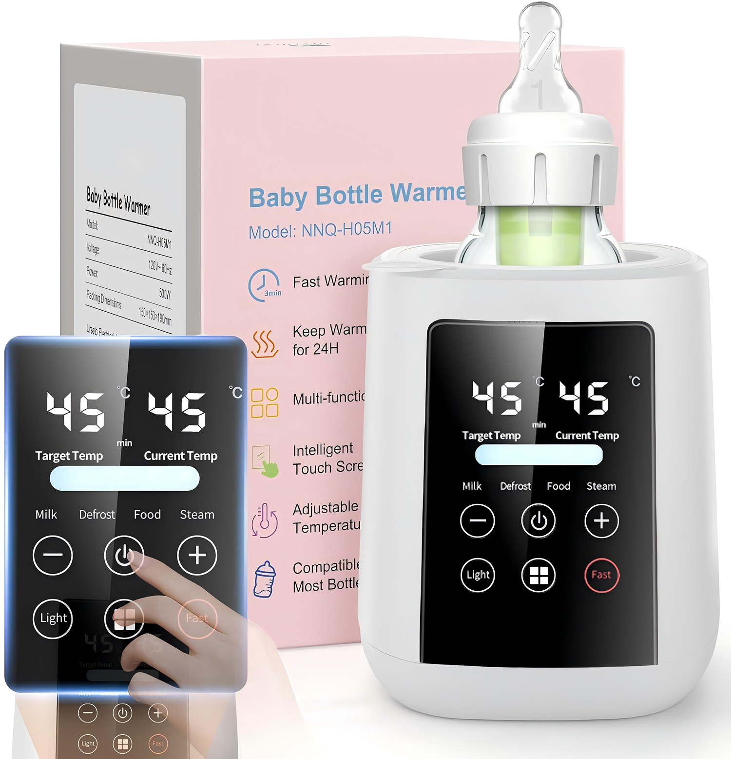 STERYLIZATOR PODGRZEWACZ DO BUTELEK KONTROLA TEMPERATURY ŚWIATŁO NOCNE 6W1